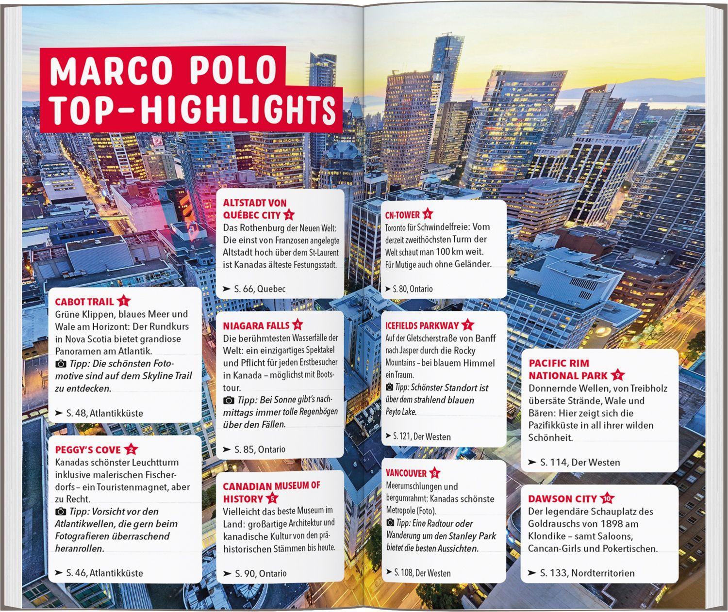 Beispielinhalt (Bild) MARCO POLO Reiseführer Kanada