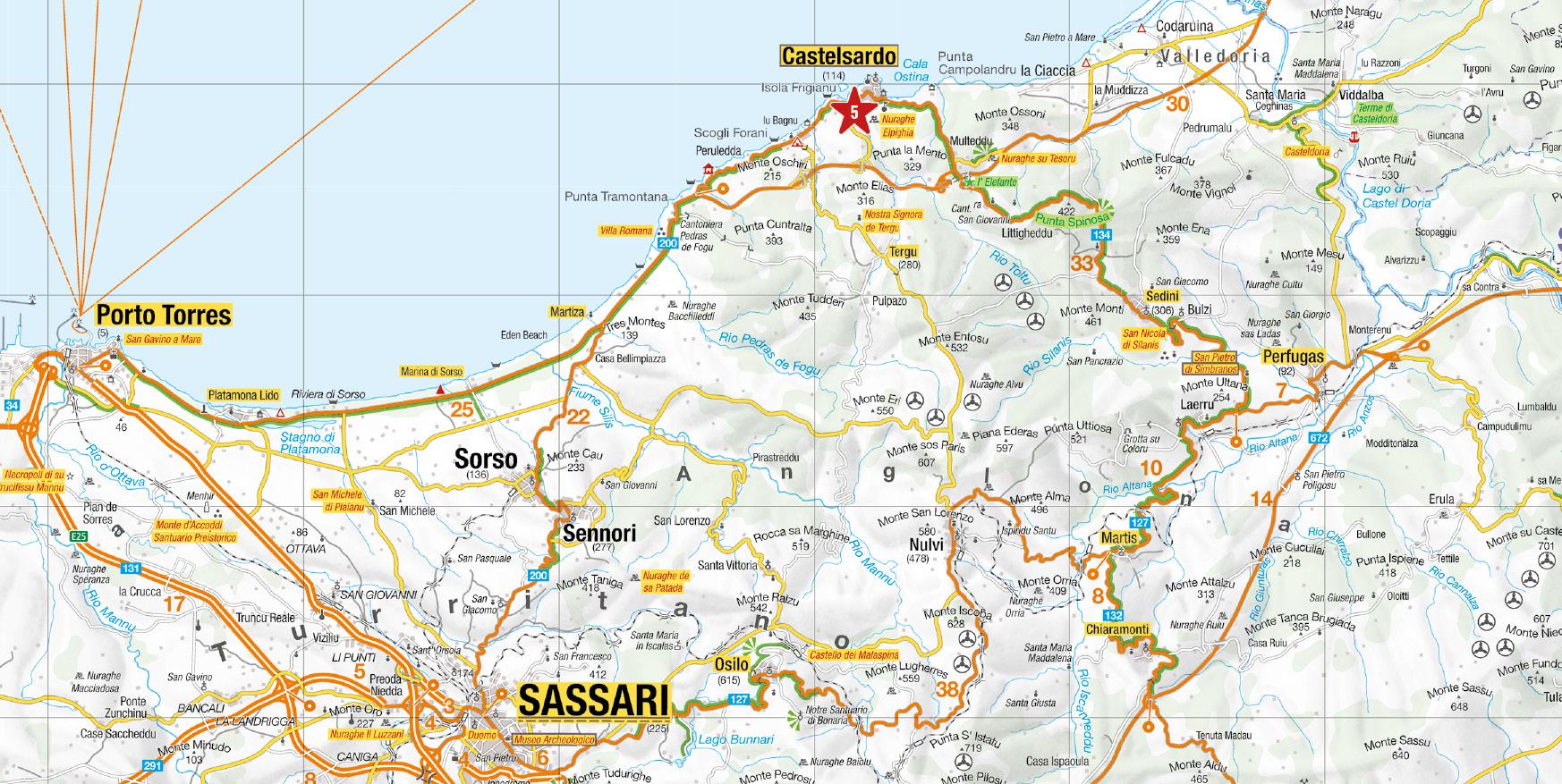 Beispielinhalt (Bild) MARCO POLO Reisekarte Italien 15 Sardinien 1:200.000