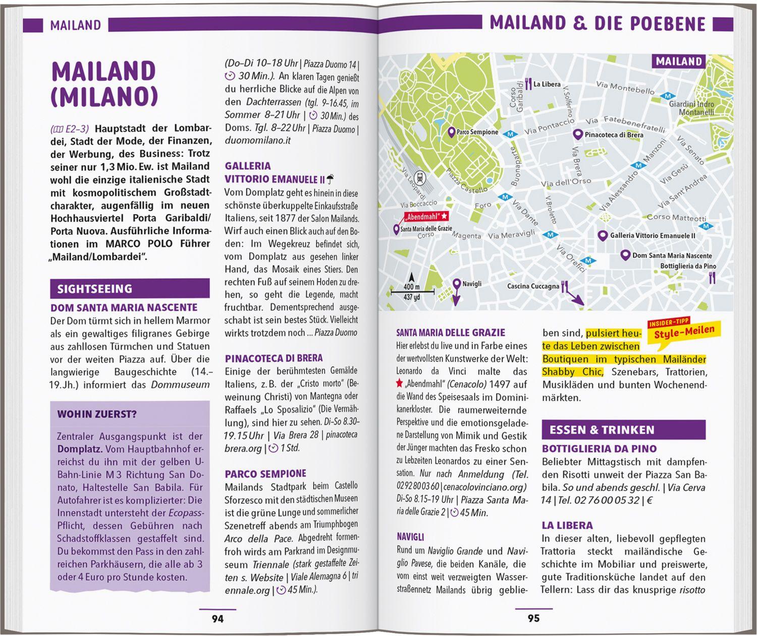 Beispielinhalt (Bild) MARCO POLO Reiseführer Italien Nord