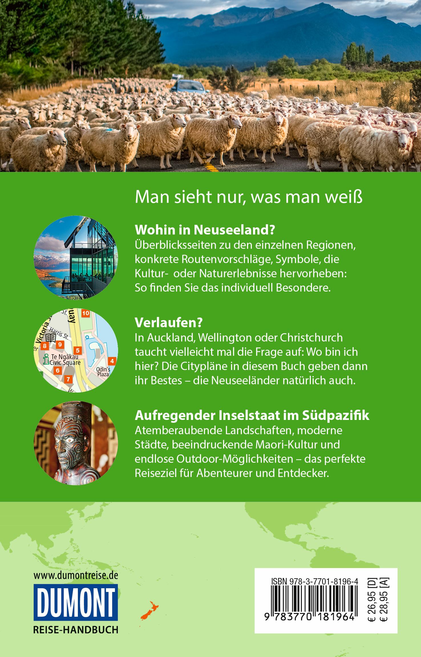 Rückseitencover DUMONT Reise-Handbuch Reiseführer Neuseeland
