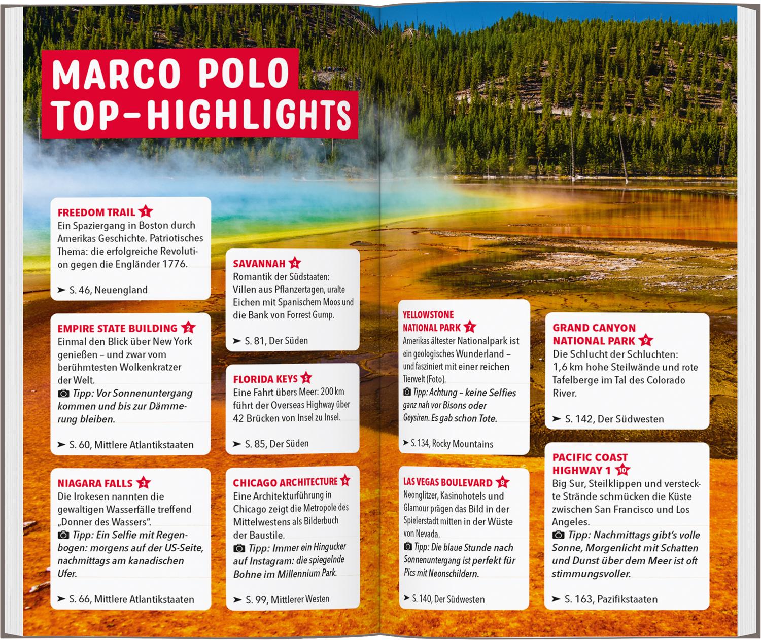 Beispielinhalt (Bild) MARCO POLO Reiseführer USA