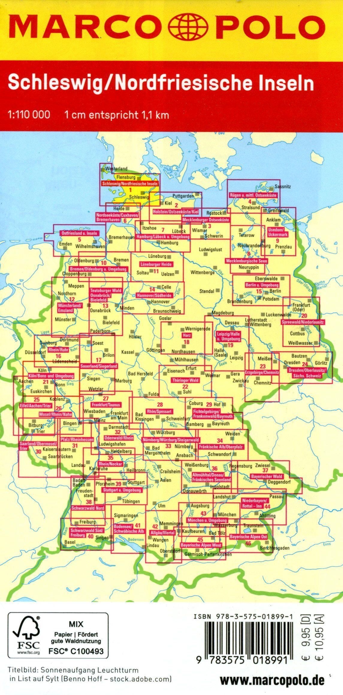 Beispielinhalt (Bild) MARCO POLO Freizeitkarte 1 Schleswig, Nordfriesische Inseln 1:110.000