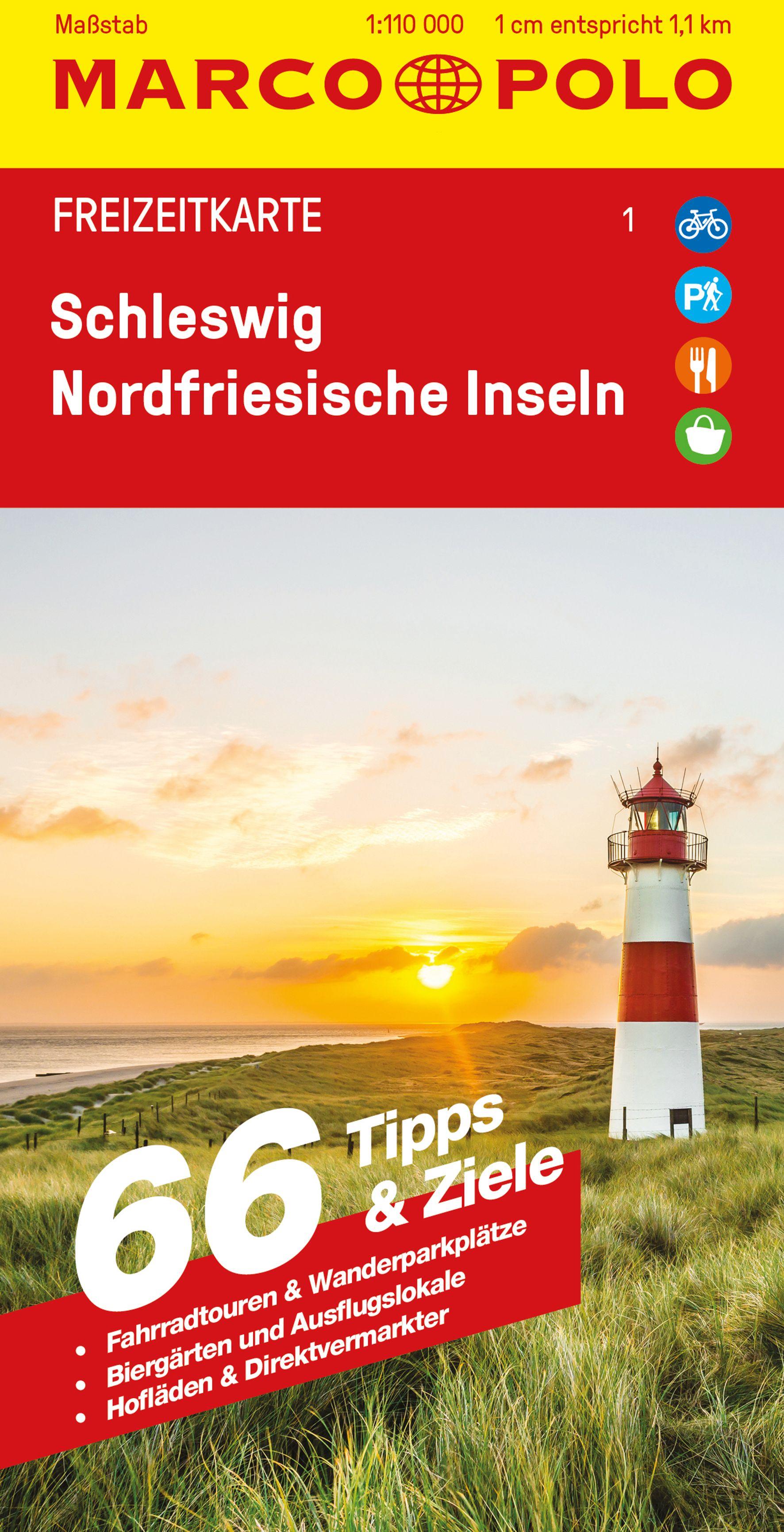 Vorderes Coverbild MARCO POLO Freizeitkarte 1 Schleswig, Nordfriesische Inseln 1:110.000