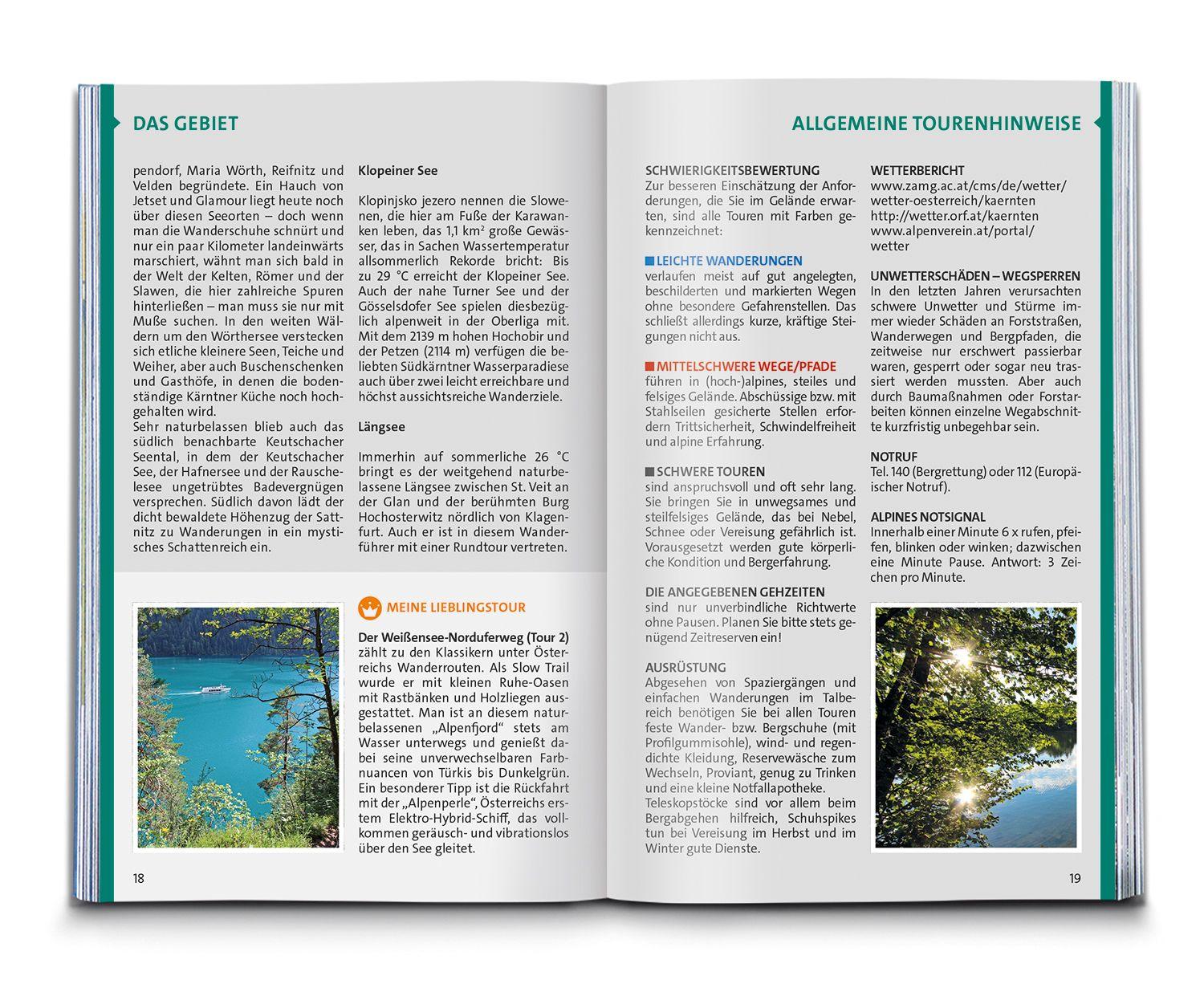 Beispielinhalt (Bild) KOMPASS Wanderführer Kärntner Seen, 55 Touren mit Extra-Tourenkarte