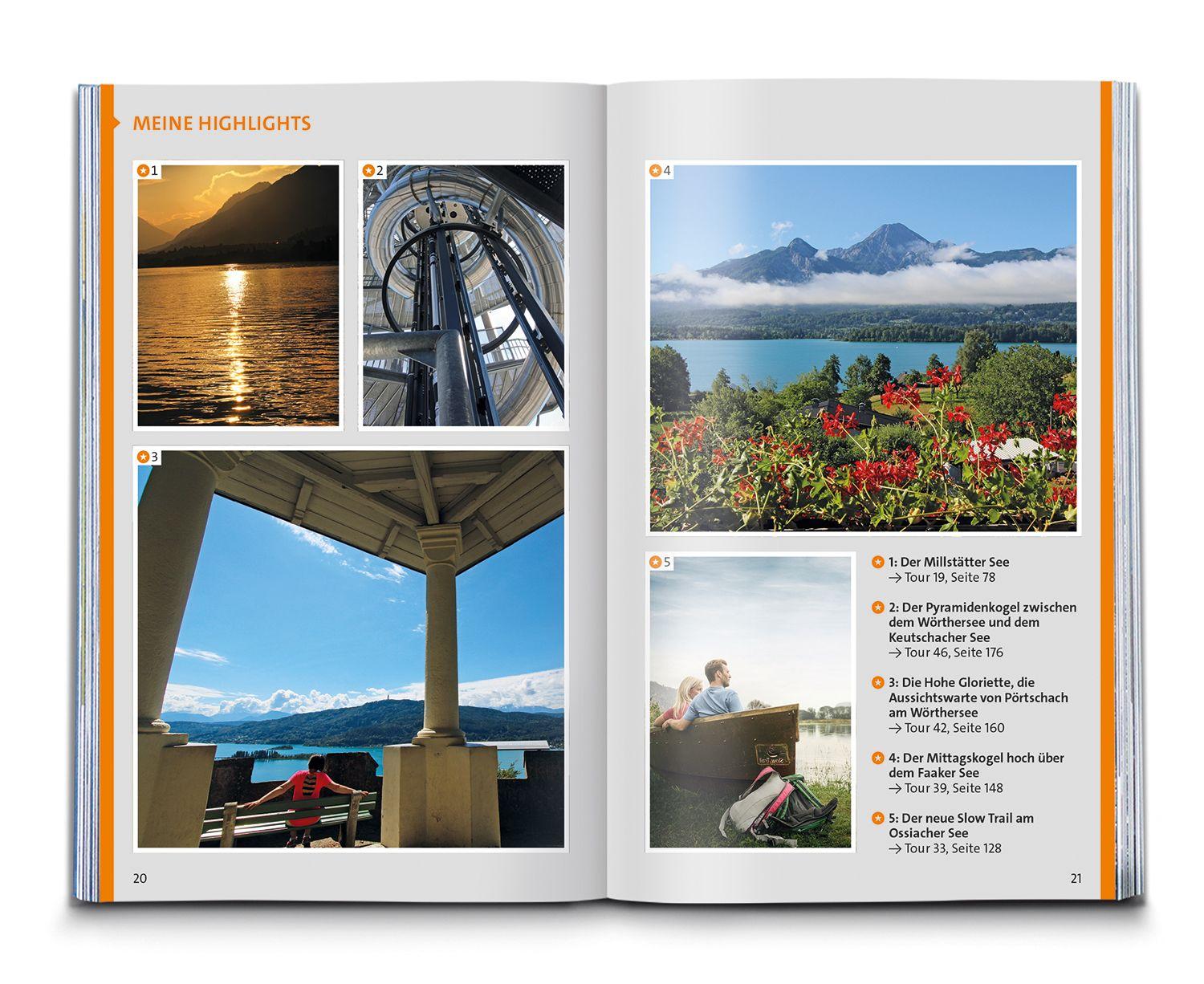 Beispielinhalt (Bild) KOMPASS Wanderführer Kärntner Seen, 55 Touren mit Extra-Tourenkarte