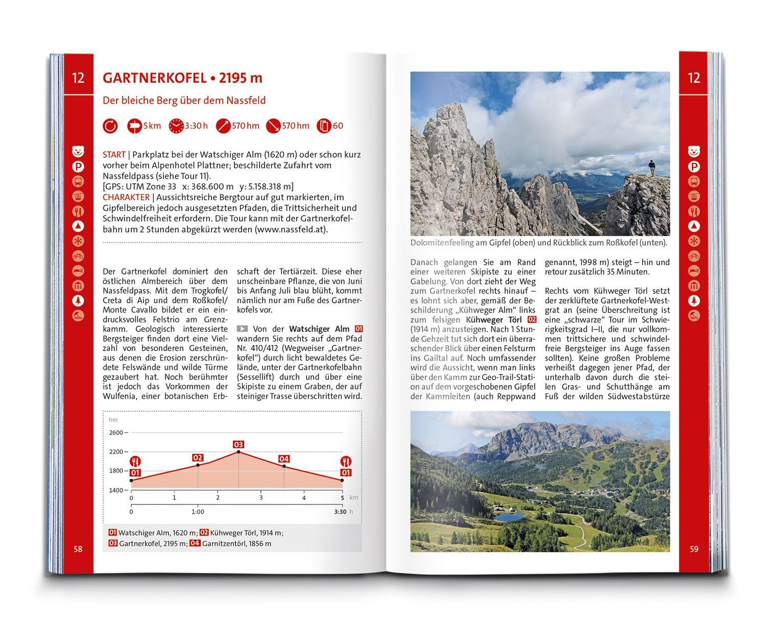 Beispielinhalt (Bild) KOMPASS Wanderführer Kärntner Seen, 55 Touren mit Extra-Tourenkarte
