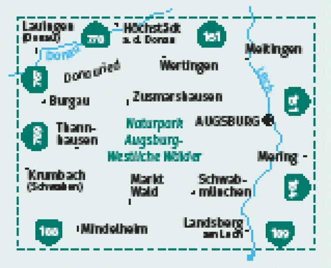 Beispielinhalt (Bild) KOMPASS Wanderkarte 162 Augsburg, Westliche Wälder 1:50.000