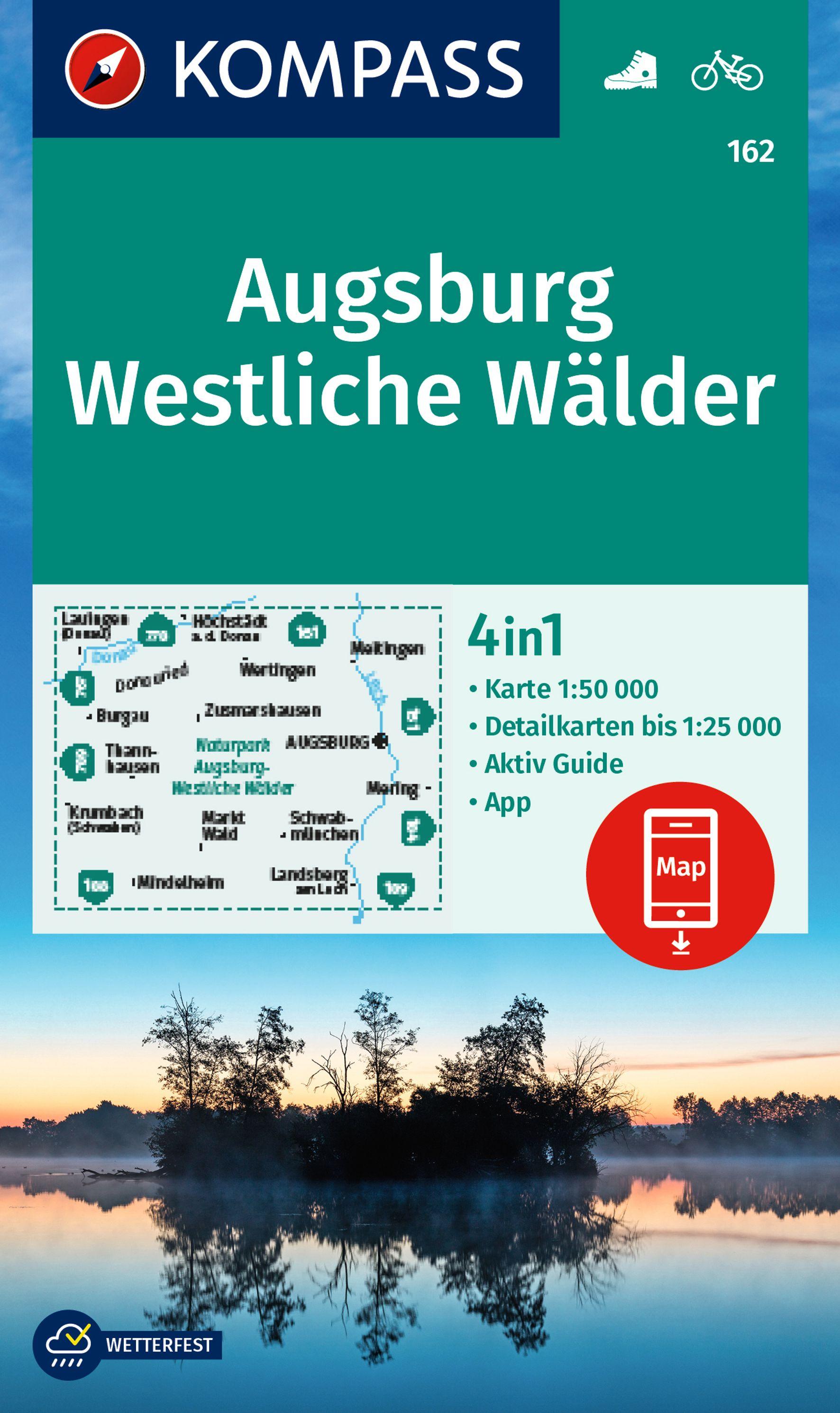 Vorderes Coverbild KOMPASS Wanderkarte 162 Augsburg, Westliche Wälder 1:50.000
