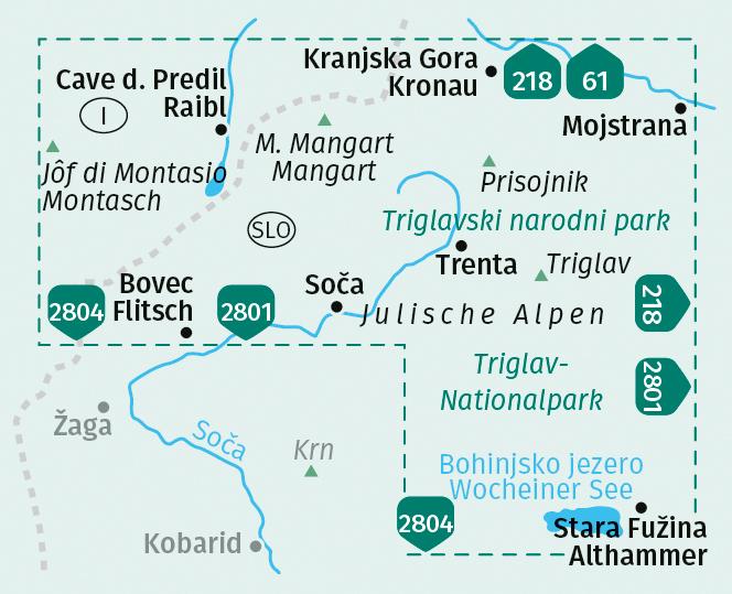 Beispielinhalt (Bild) KOMPASS Wanderkarte 064 Julische Alpen, Nationalpark Triglav / Alpi Giulie 1:25.000