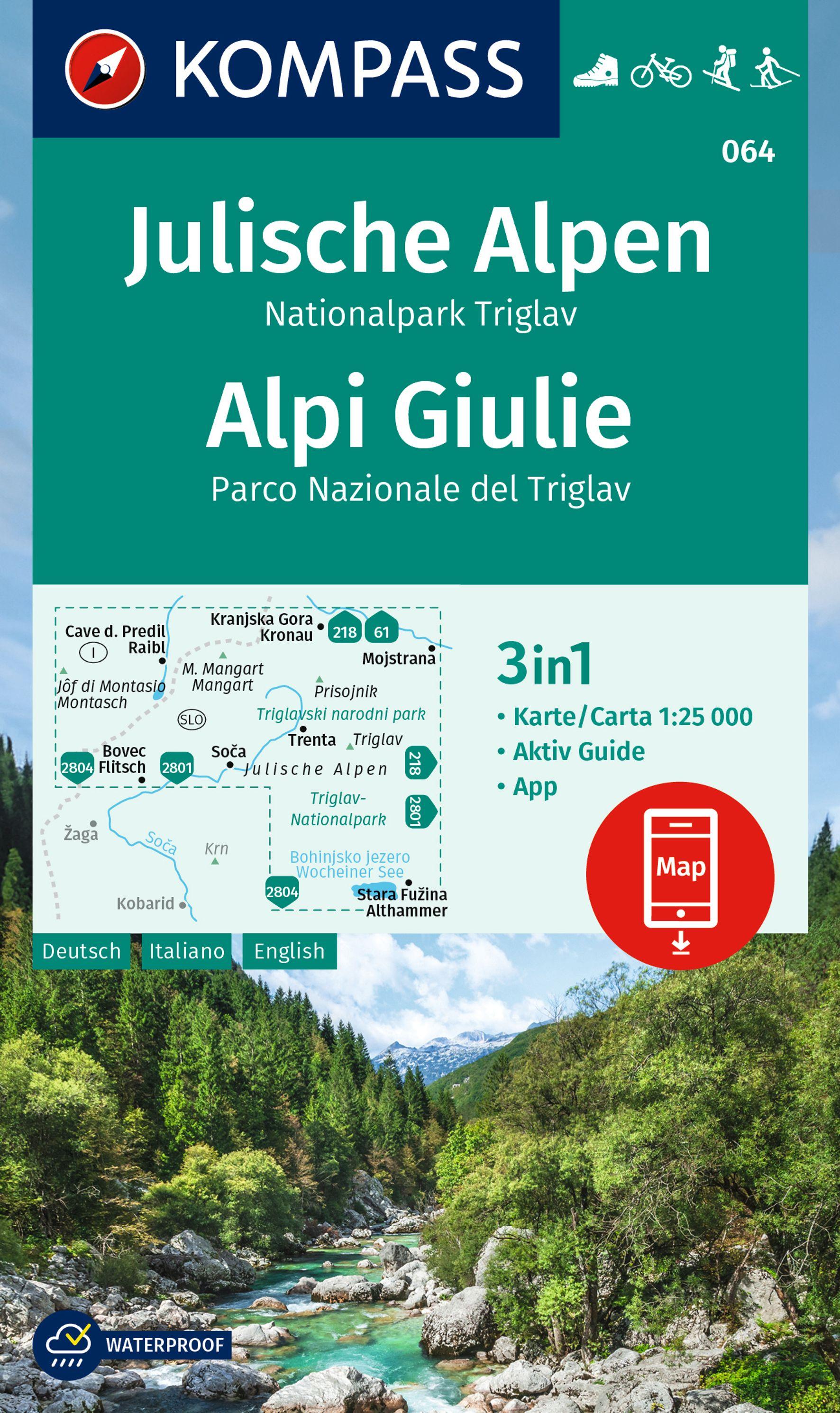 Vorderes Coverbild KOMPASS Wanderkarte 064 Julische Alpen, Nationalpark Triglav / Alpi Giulie 1:25.000