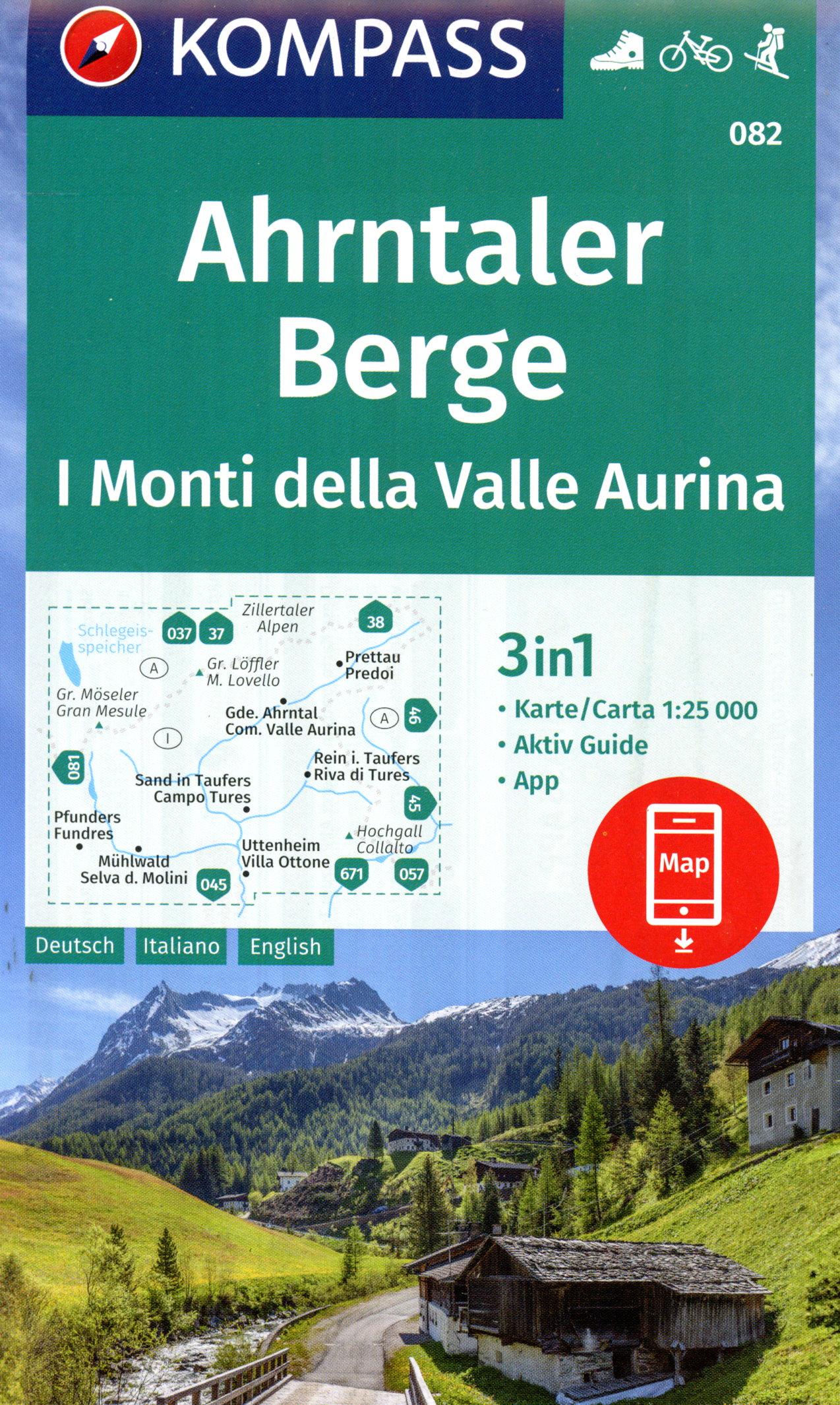 Vorderes Coverbild KOMPASS Wanderkarte 082 Ahrntaler Berge / I Monti della Valle Aurina 1:25.000