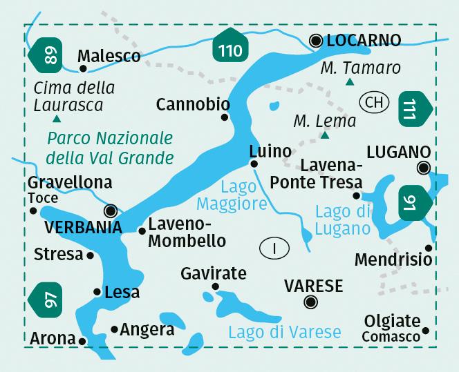 Beispielinhalt (Bild) KOMPASS Wanderkarte 90 Lago Maggiore, Lago di Varese 1:50.000