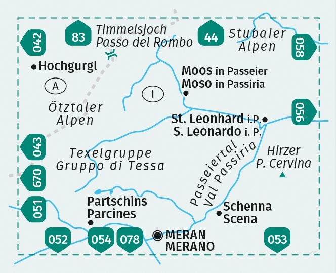 Beispielinhalt (Bild) KOMPASS Wanderkarte 044 Passeiertal / Val Passiria 1:25.000