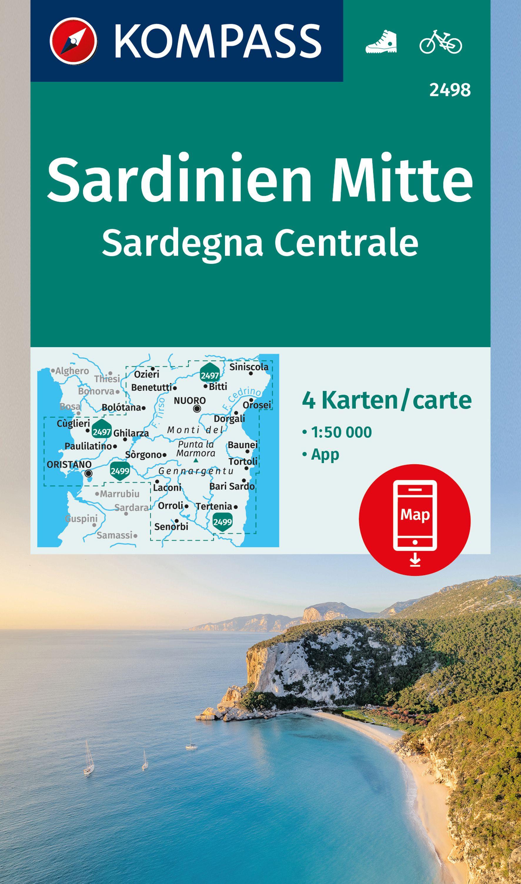 Vorderes Coverbild KOMPASS Wanderkarten-Set 2498 Sardinien Mitte / Sardegna Centrale (4 Karten) 1:50.000