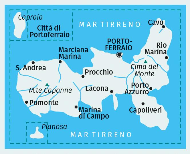 Beispielinhalt (Bild) KOMPASS Wanderkarte 2468 Isola d' Elba 1:25.000
