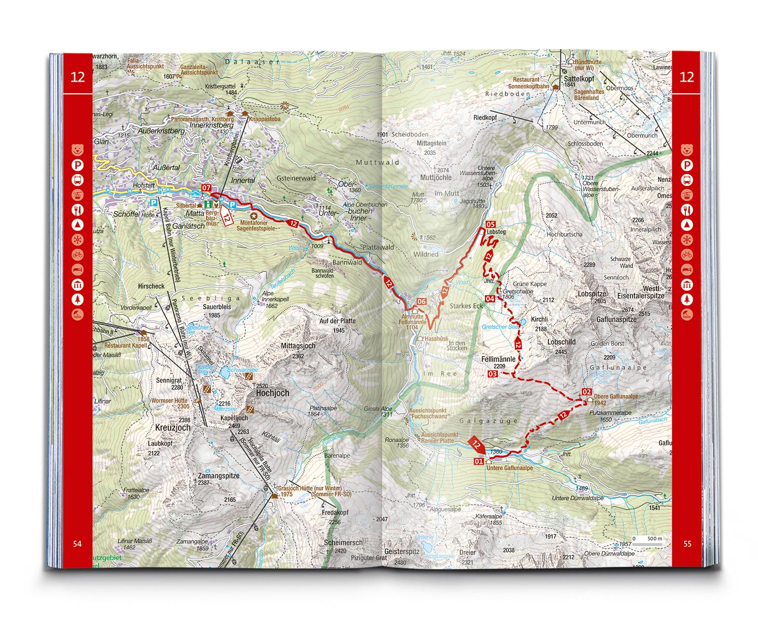 Beispielinhalt (Bild) KOMPASS Wanderführer Montafon, Arlberg, Silvretta, 60 Touren mit Extra-Tourenkarte