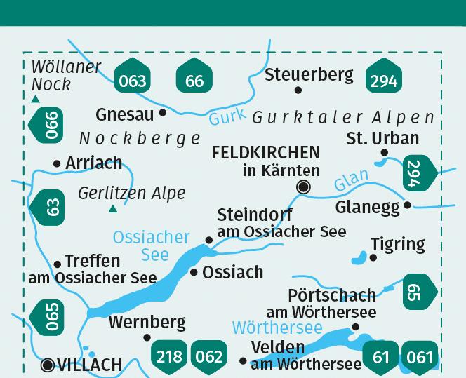 Beispielinhalt (Bild) KOMPASS Wanderkarte 62 Ossiacher See, Feldkirchen in Kärnten 1:25.000