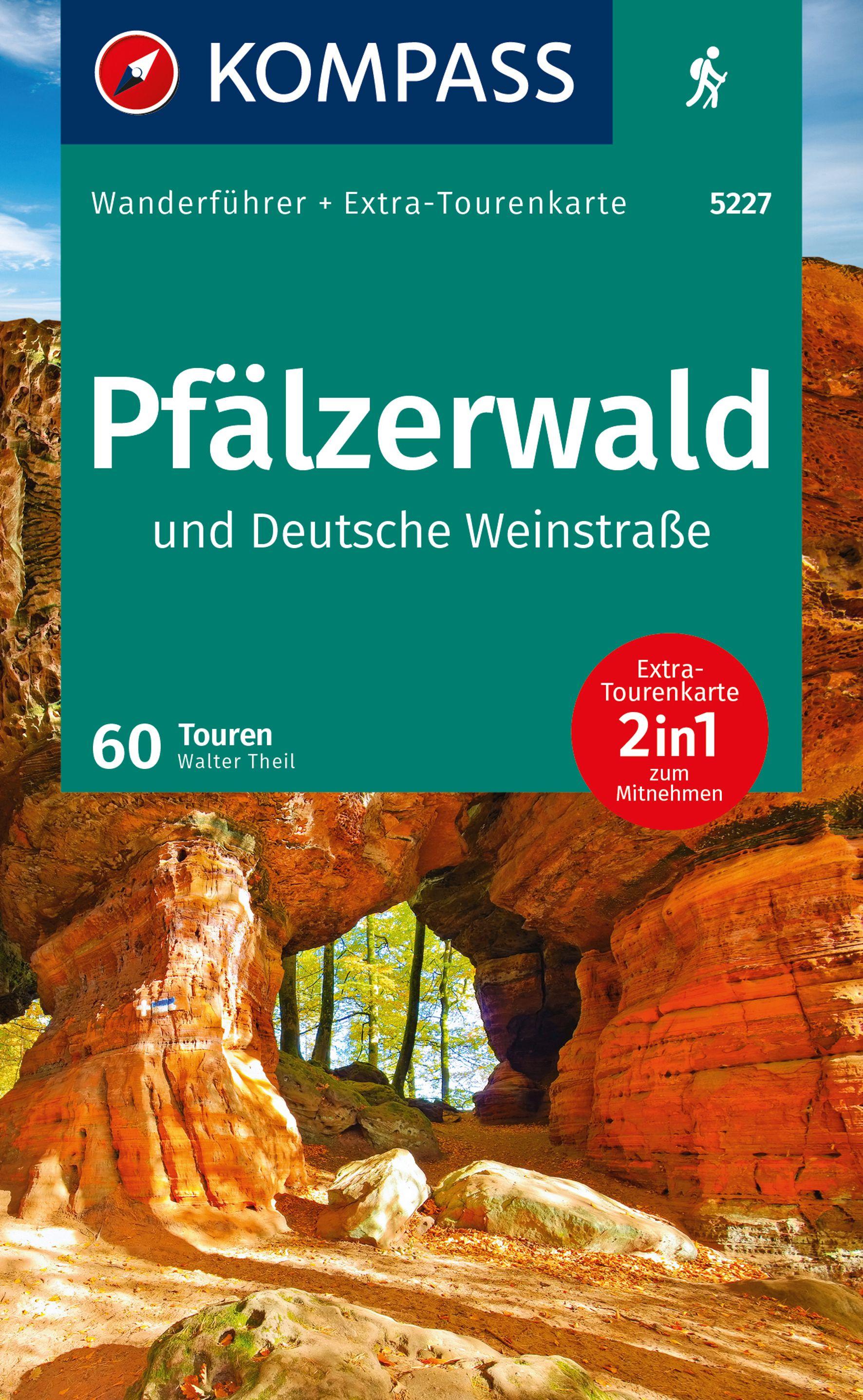 Vorderes Coverbild KOMPASS Wanderführer Pfälzerwald und Deutsche Weinstraße, 60 Touren mit Extra-Tourenkarte