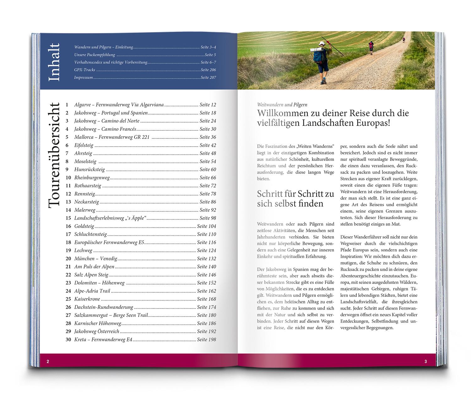 Beispielinhalt (Bild) Die schönsten Weitwanderungen und Pilgerwege