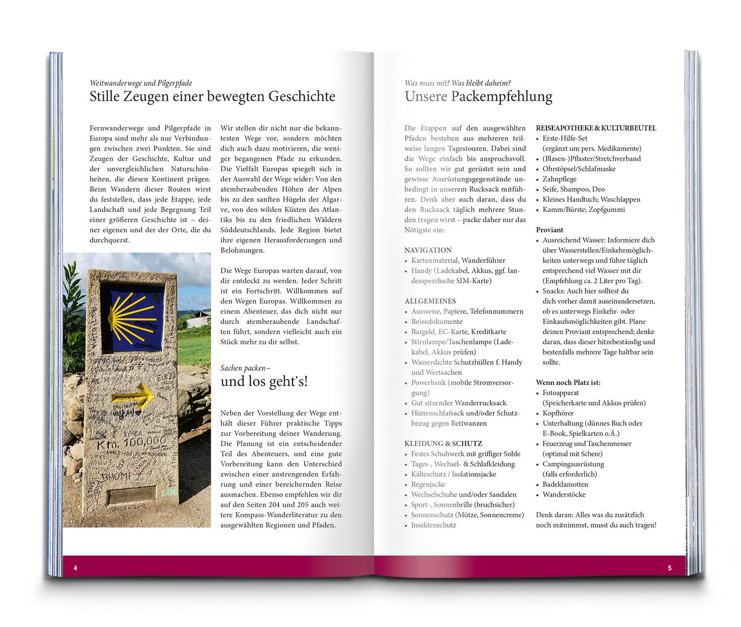 Beispielinhalt (Bild) Die schönsten Weitwanderungen und Pilgerwege