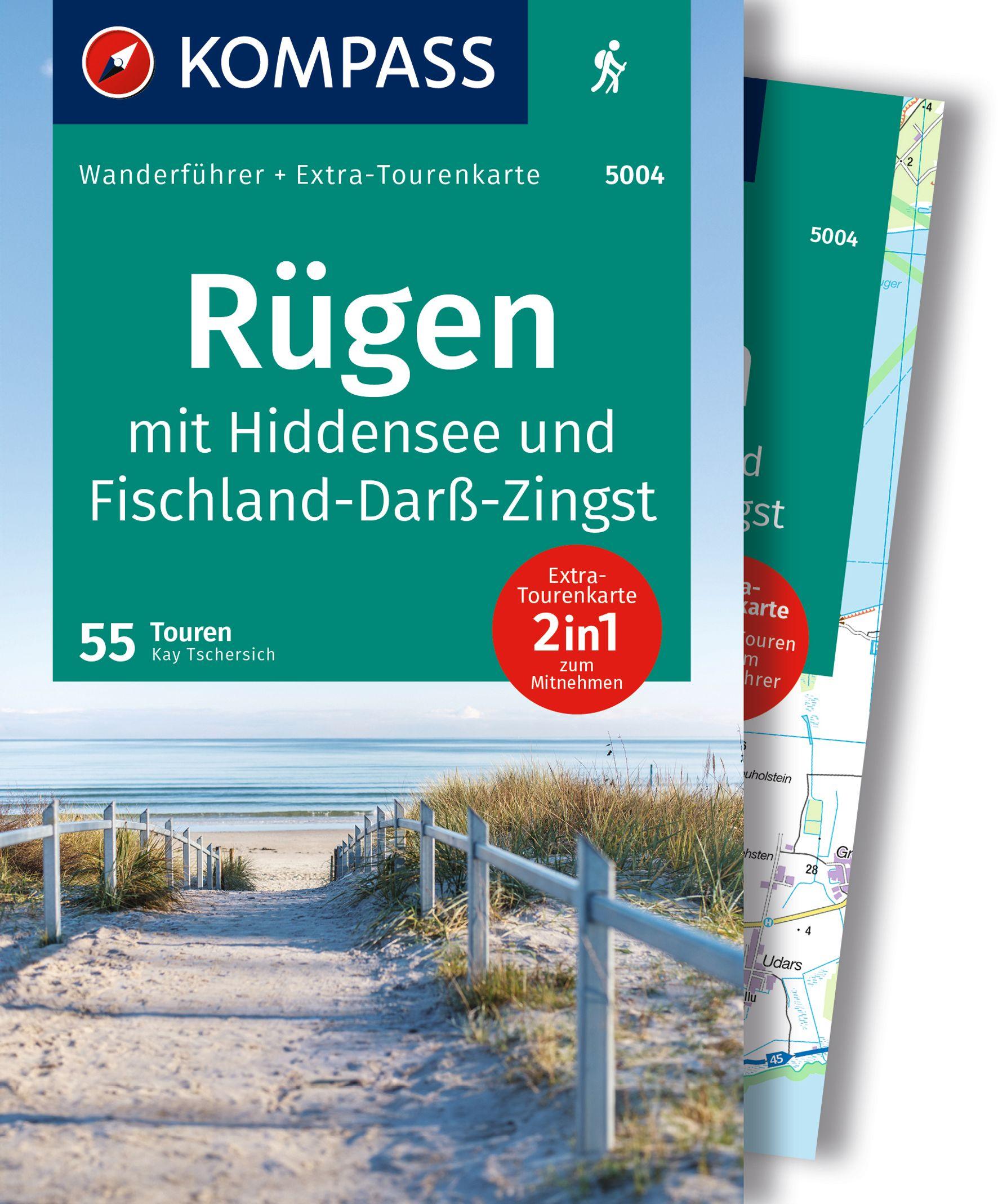 Vorderes Coverbild KOMPASS Wanderführer Rügen, mit Hiddensee und Fischland-Darß-Zingst, 55 Touren mit Extra-Tourenkarte