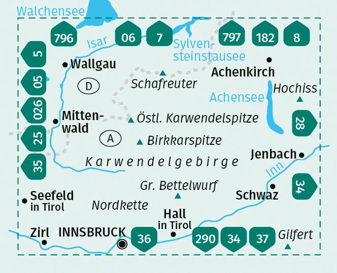 Beispielinhalt (Bild) KOMPASS Wanderkarte 26 Karwendelgebirge 1:50.000