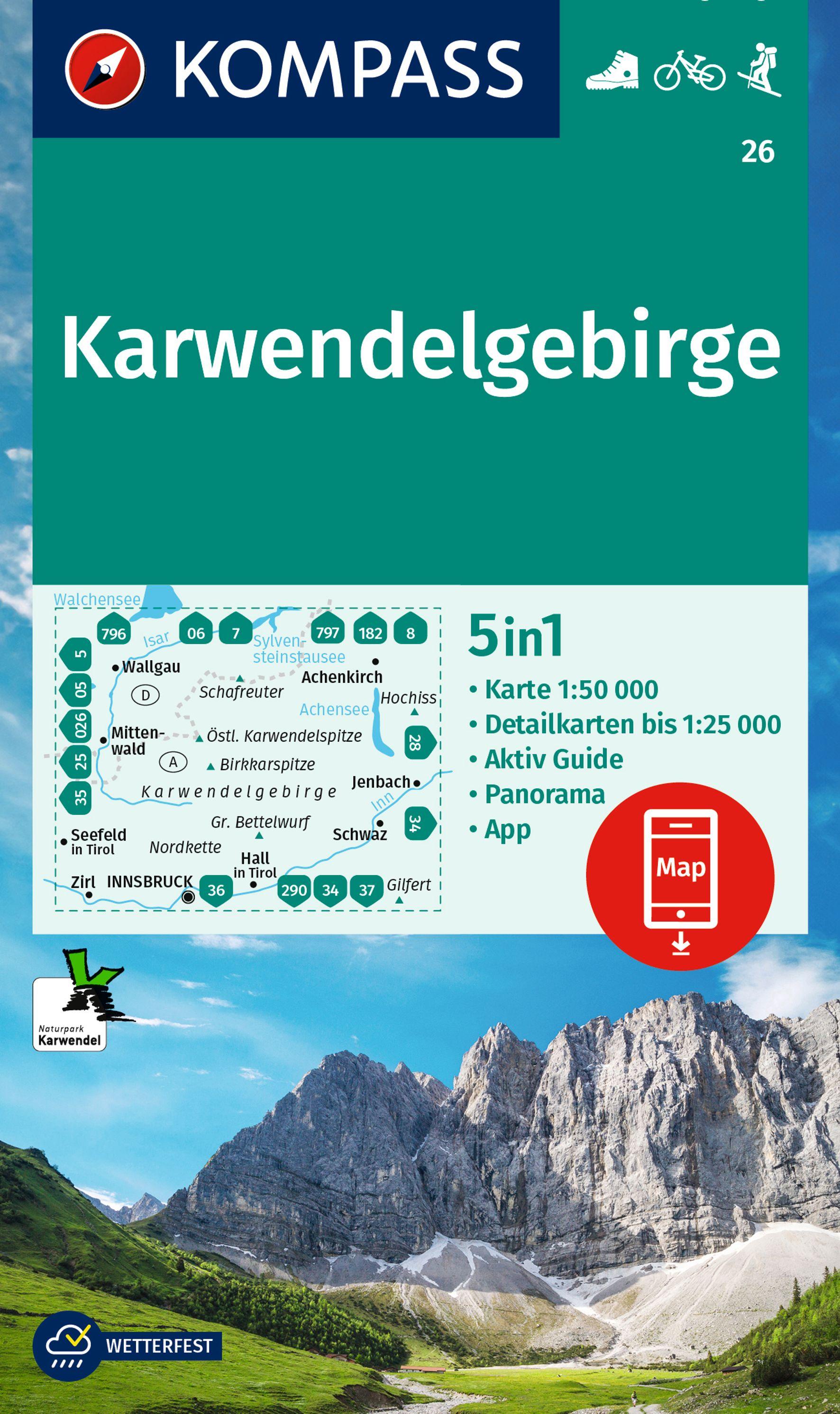 Vorderes Coverbild KOMPASS Wanderkarte 26 Karwendelgebirge 1:50.000