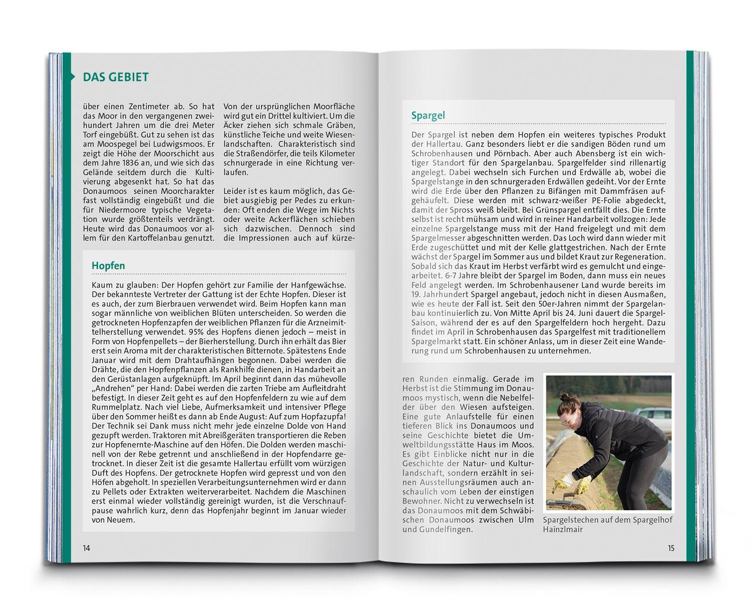 Beispielinhalt (Bild) KOMPASS Wanderführer Hallertau, Donaumoos, Spargelland, Hopfenland, 55 Touren mit Extra-Tourenkarte