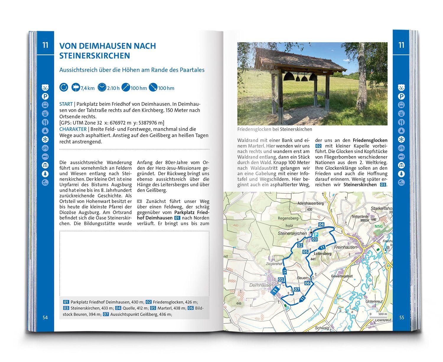 Beispielinhalt (Bild) KOMPASS Wanderführer Hallertau, Donaumoos, Spargelland, Hopfenland, 55 Touren mit Extra-Tourenkarte