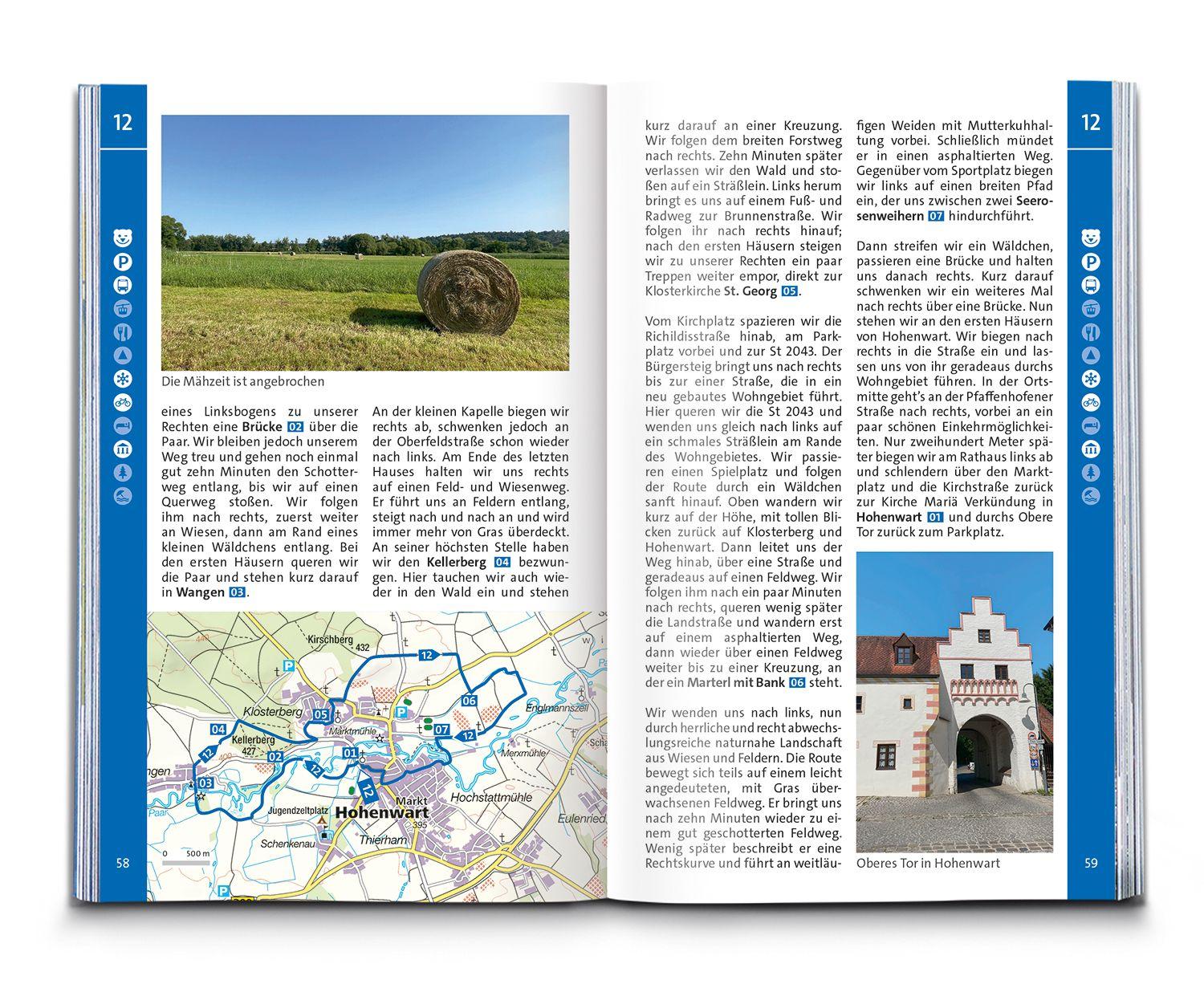 Beispielinhalt (Bild) KOMPASS Wanderführer Hallertau, Donaumoos, Spargelland, Hopfenland, 55 Touren mit Extra-Tourenkarte