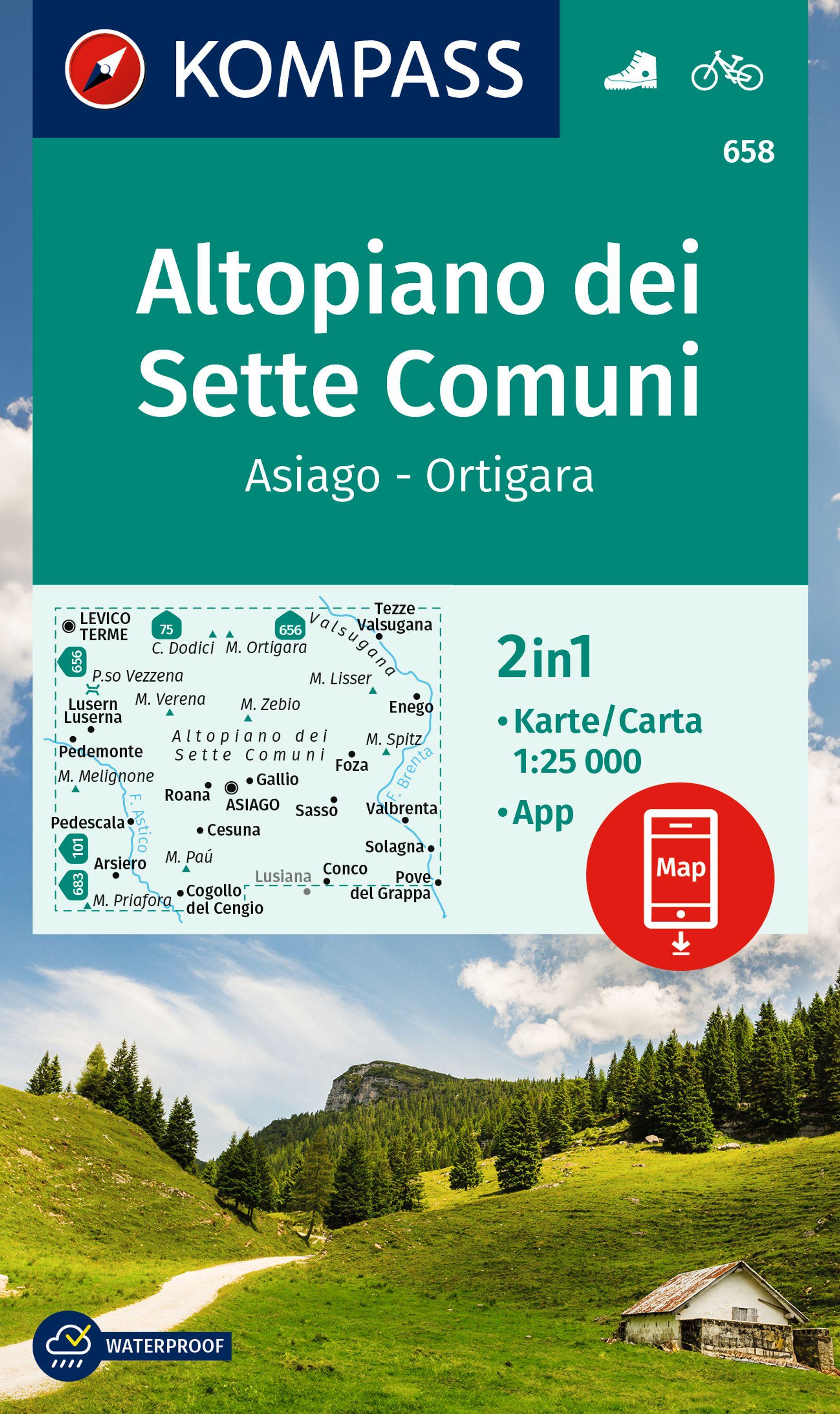 Vorderes Coverbild KOMPASS Wanderkarte 658 Altopiano dei Sette Comuni, Asiago - Ortigara 1:25.000