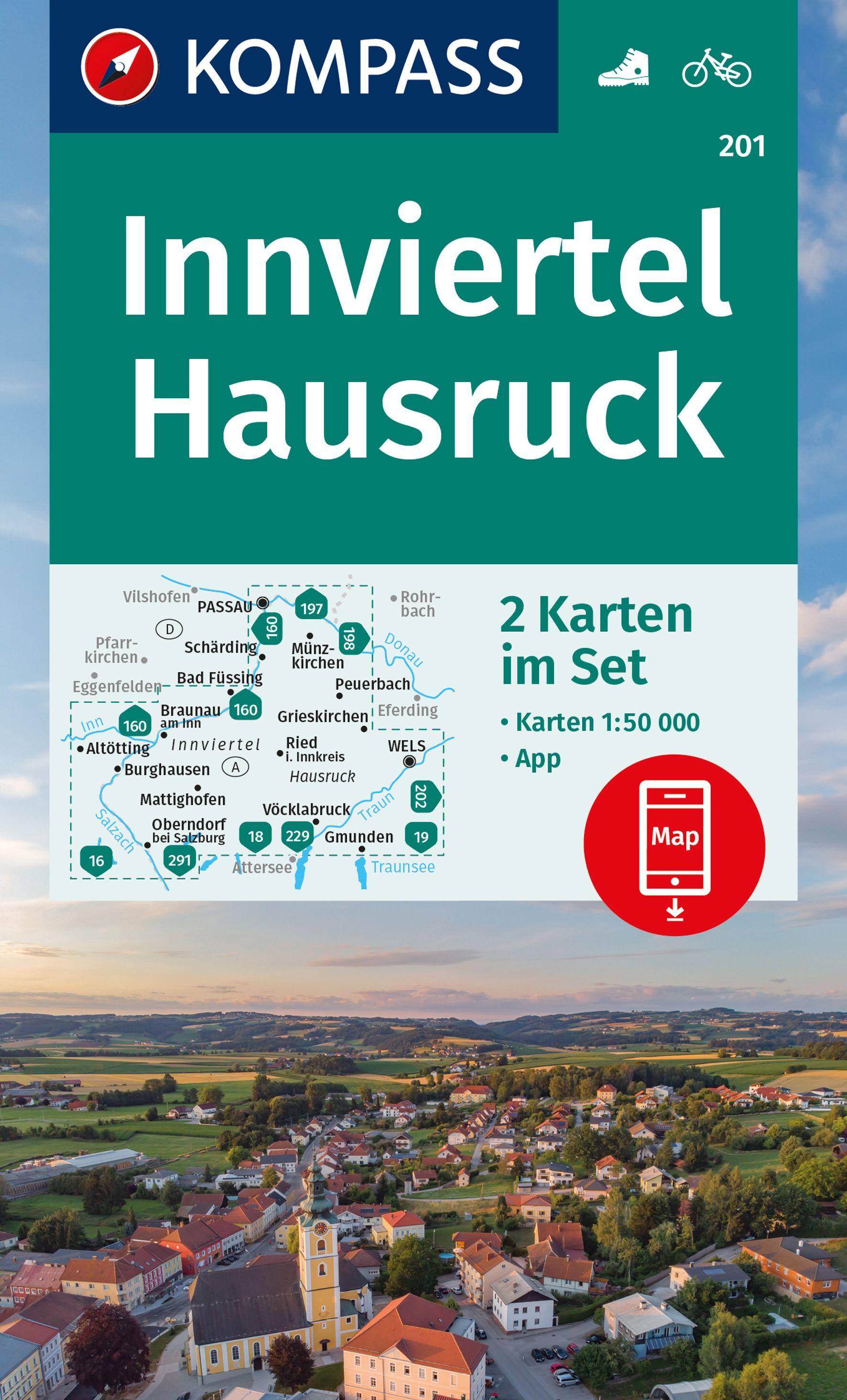 Vorderes Coverbild KOMPASS Wanderkarten-Set 201 Innviertel, Hausruck (2 Karten) 1:50.000