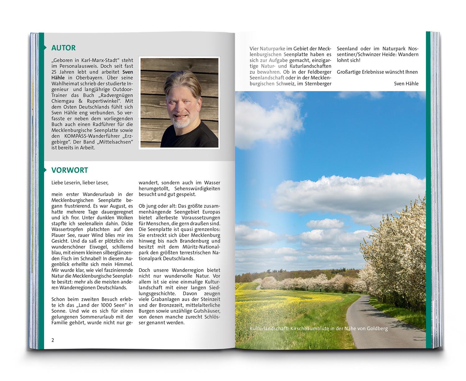 Beispielinhalt (Bild) KOMPASS Wanderführer Mecklenburgische Seenplatte, Land der 1000 Seen mit Nationalpark Müritz, 55 Touren mit Extra-Tourenkarte