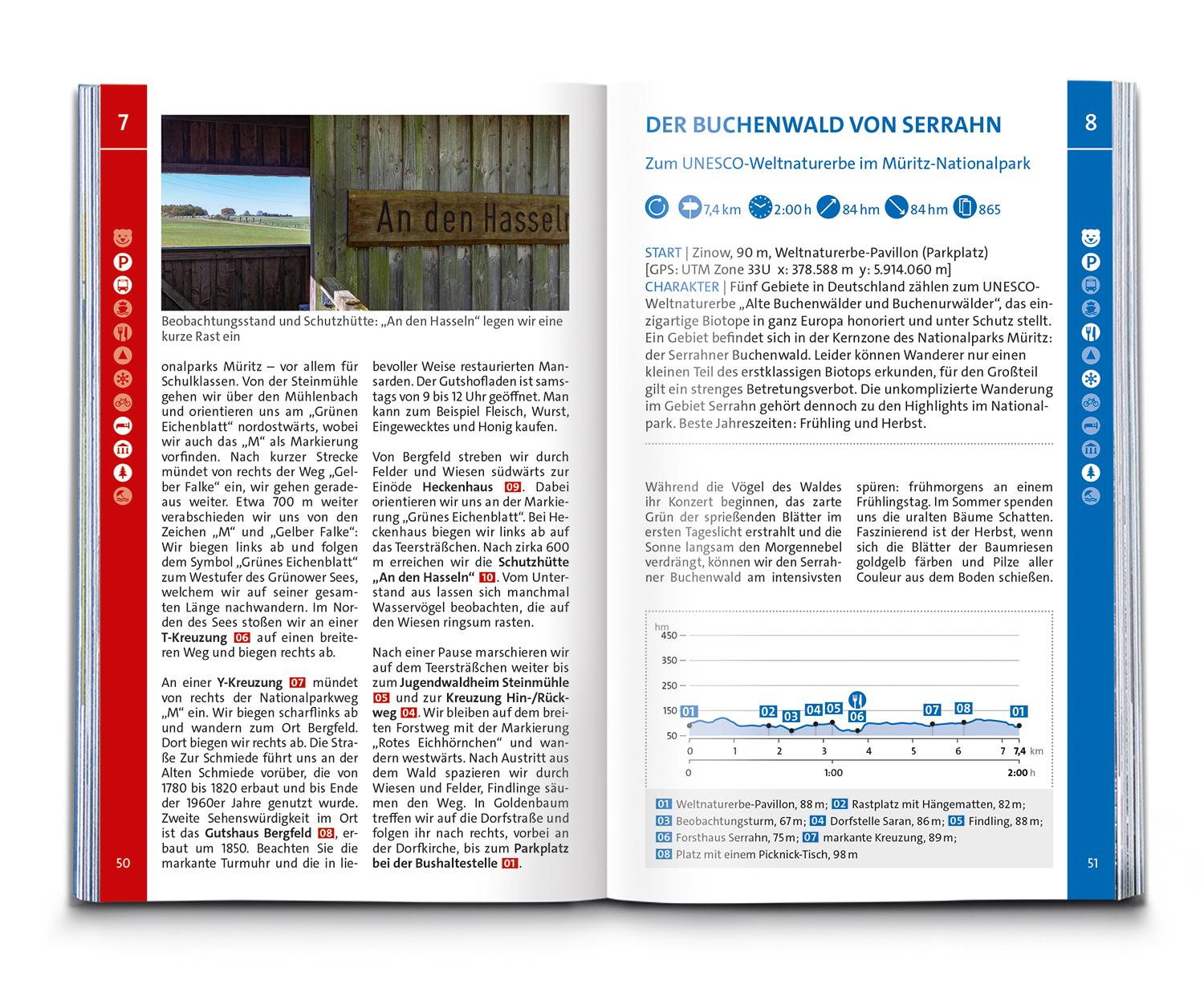 Beispielinhalt (Bild) KOMPASS Wanderführer Mecklenburgische Seenplatte, Land der 1000 Seen mit Nationalpark Müritz, 55 Touren mit Extra-Tourenkarte