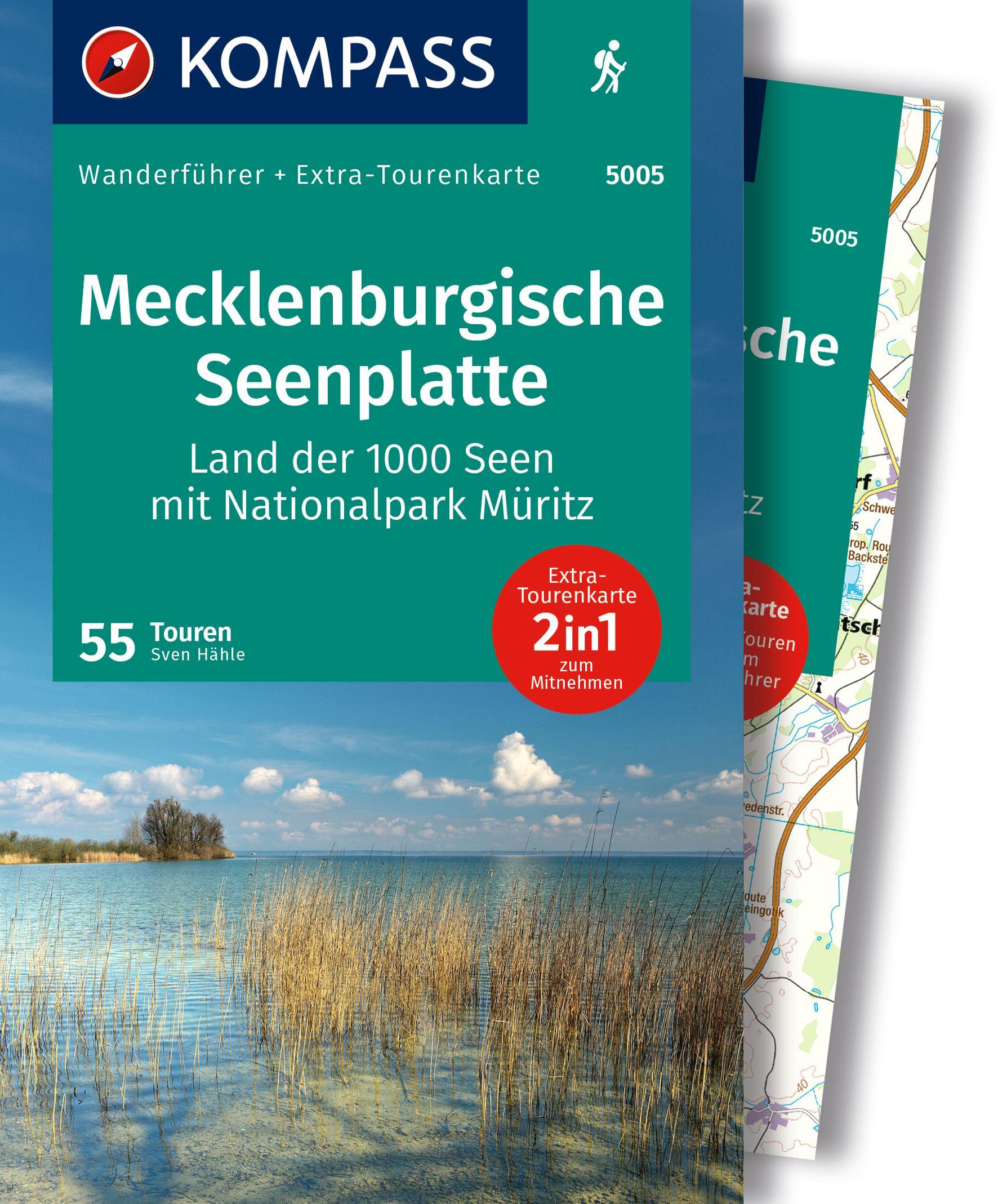 Vorderes Coverbild KOMPASS Wanderführer Mecklenburgische Seenplatte, Land der 1000 Seen mit Nationalpark Müritz, 55 Touren mit Extra-Tourenkarte
