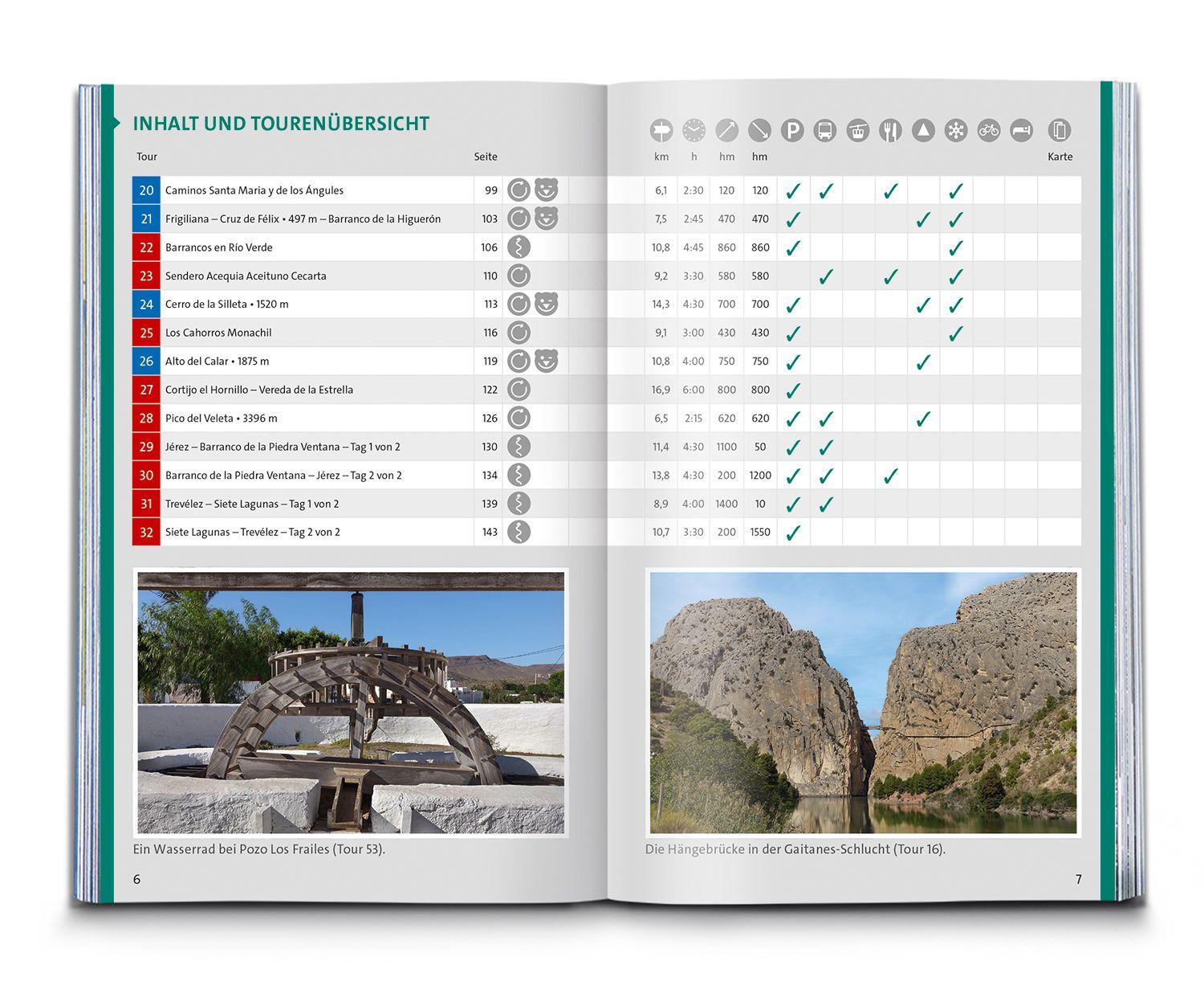 Beispielinhalt (Bild) KOMPASS Wanderführer Südliches Andalusien, Costa de la Luz, Costa del Sol, Costa Tropical und Costa Almeria, 55 Touren mit Extra-Tourenkarte