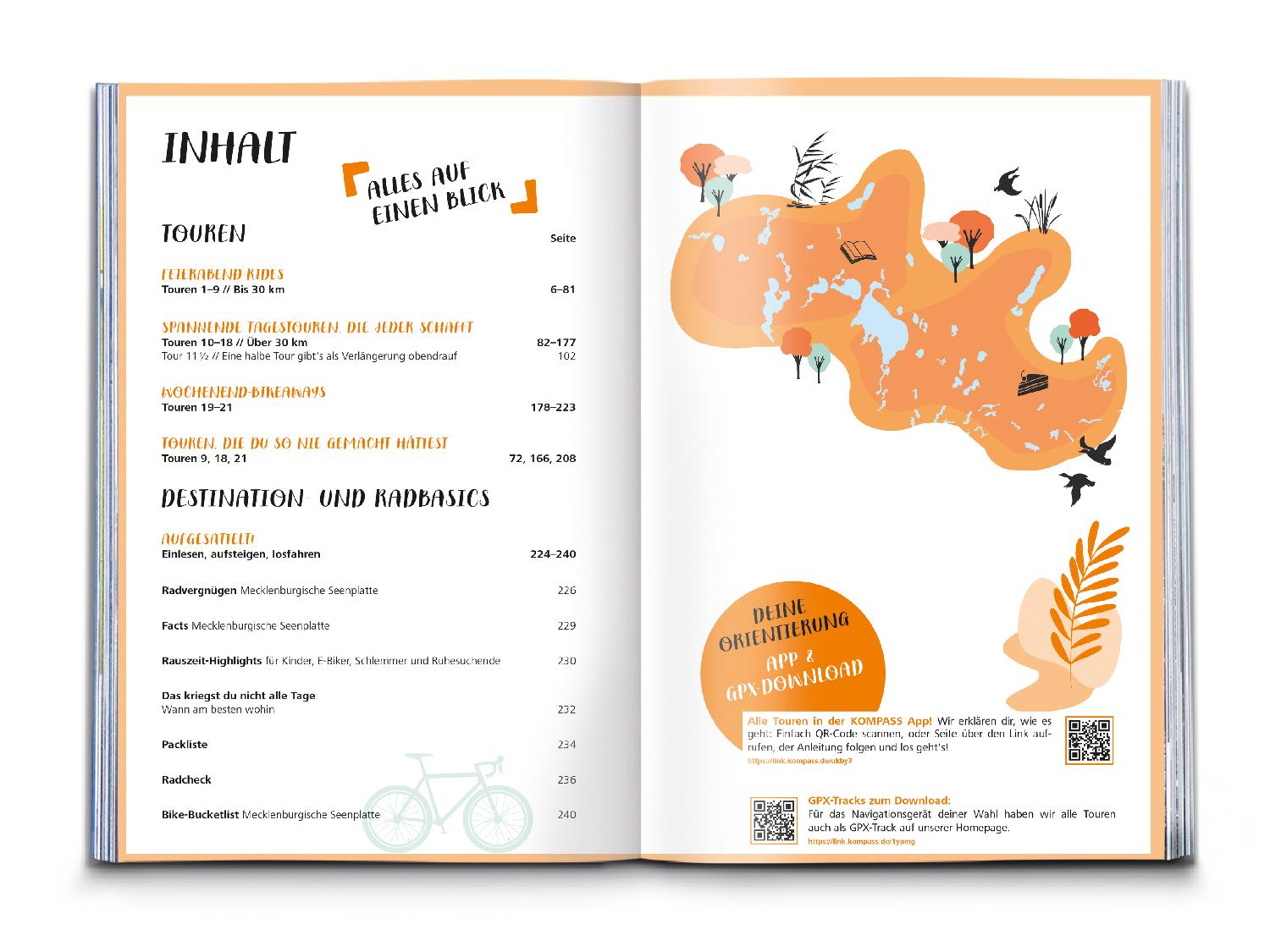 Beispielinhalt (Bild) KOMPASS Radvergnügen Mecklenburgische Seenplatte