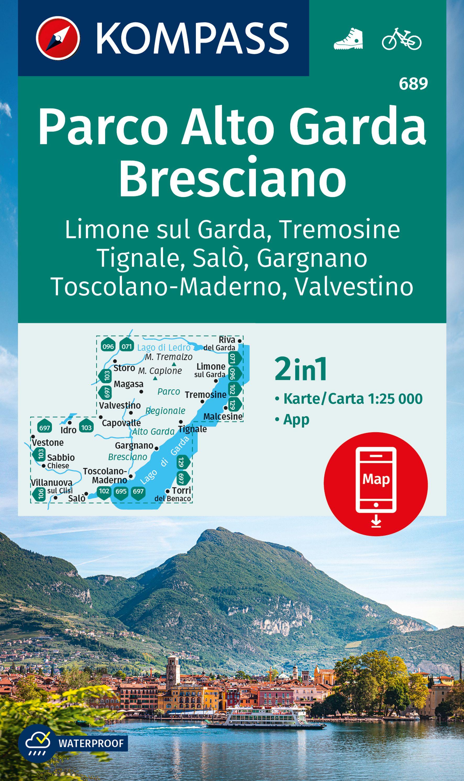 Vorderes Coverbild KOMPASS Wanderkarte 689 Parco Alto Garda, Bresciano, Limone sul Garda, Tremosine, Tignale, Salò, Gargnano, Toscolano Maderno, Valvestino 1:25.000