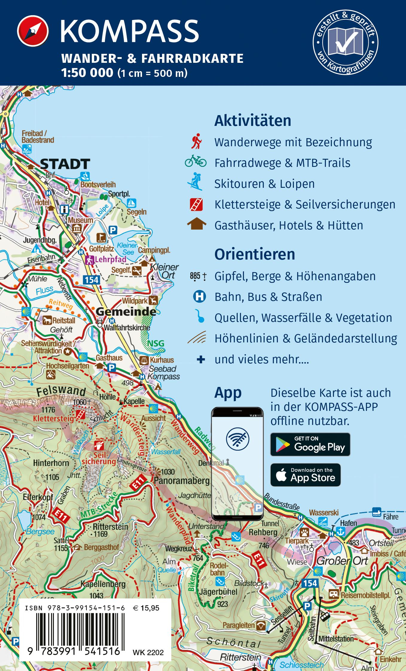 Rückseitencover KOMPASS Wanderkarten-Set 2202 Luxemburg (2 Karten) 1:50.000