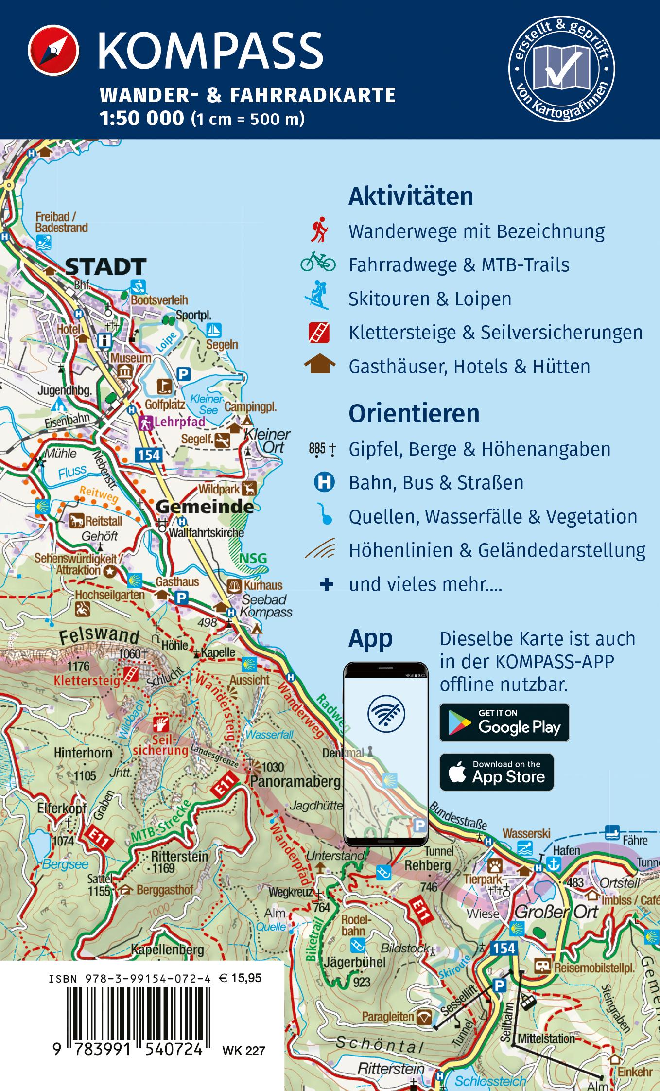 Rückseitencover KOMPASS Wanderkarten-Set 227 Burgenland (2 Karten) 1:50.000