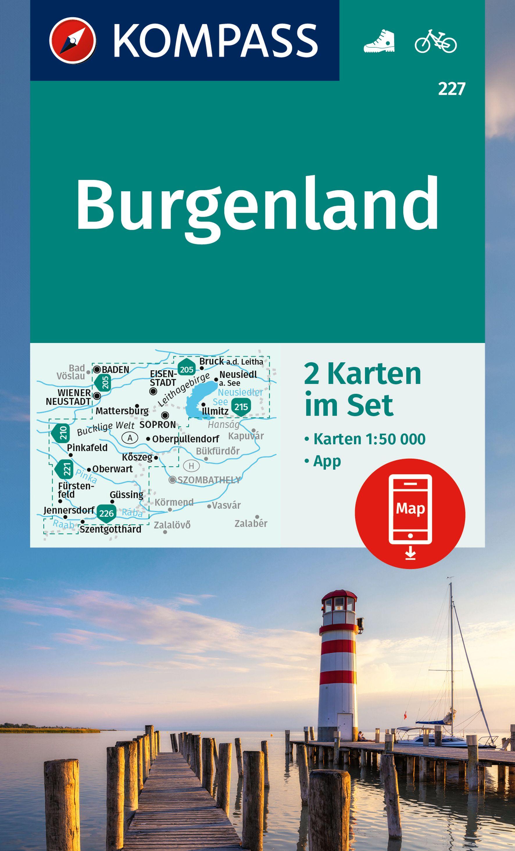 Vorderes Coverbild KOMPASS Wanderkarten-Set 227 Burgenland (2 Karten) 1:50.000