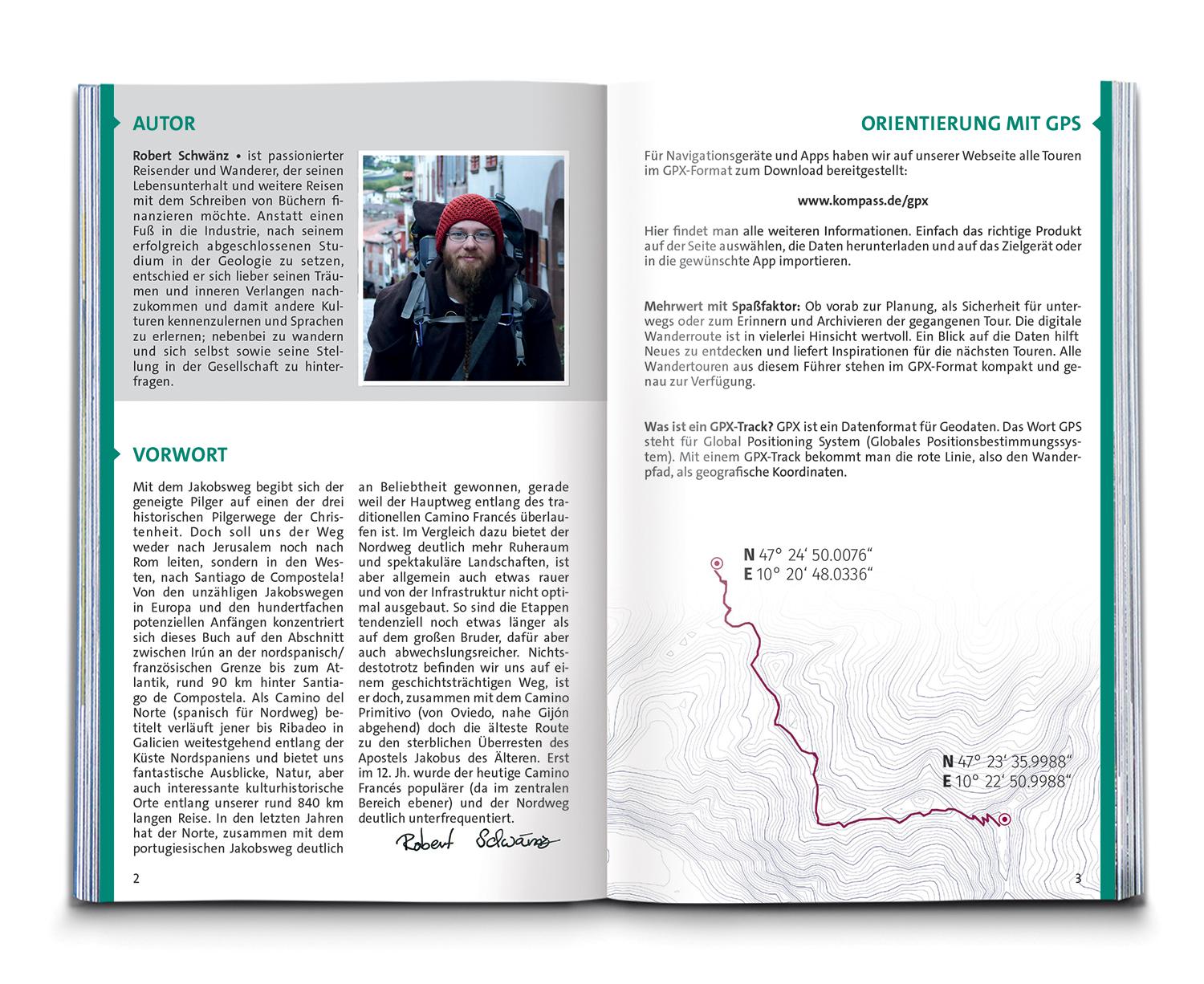 Beispielinhalt (Bild) KOMPASS Wanderführer Jakobsweg Camino del Norte, 36 Etappen mit Extra-Tourenkarte