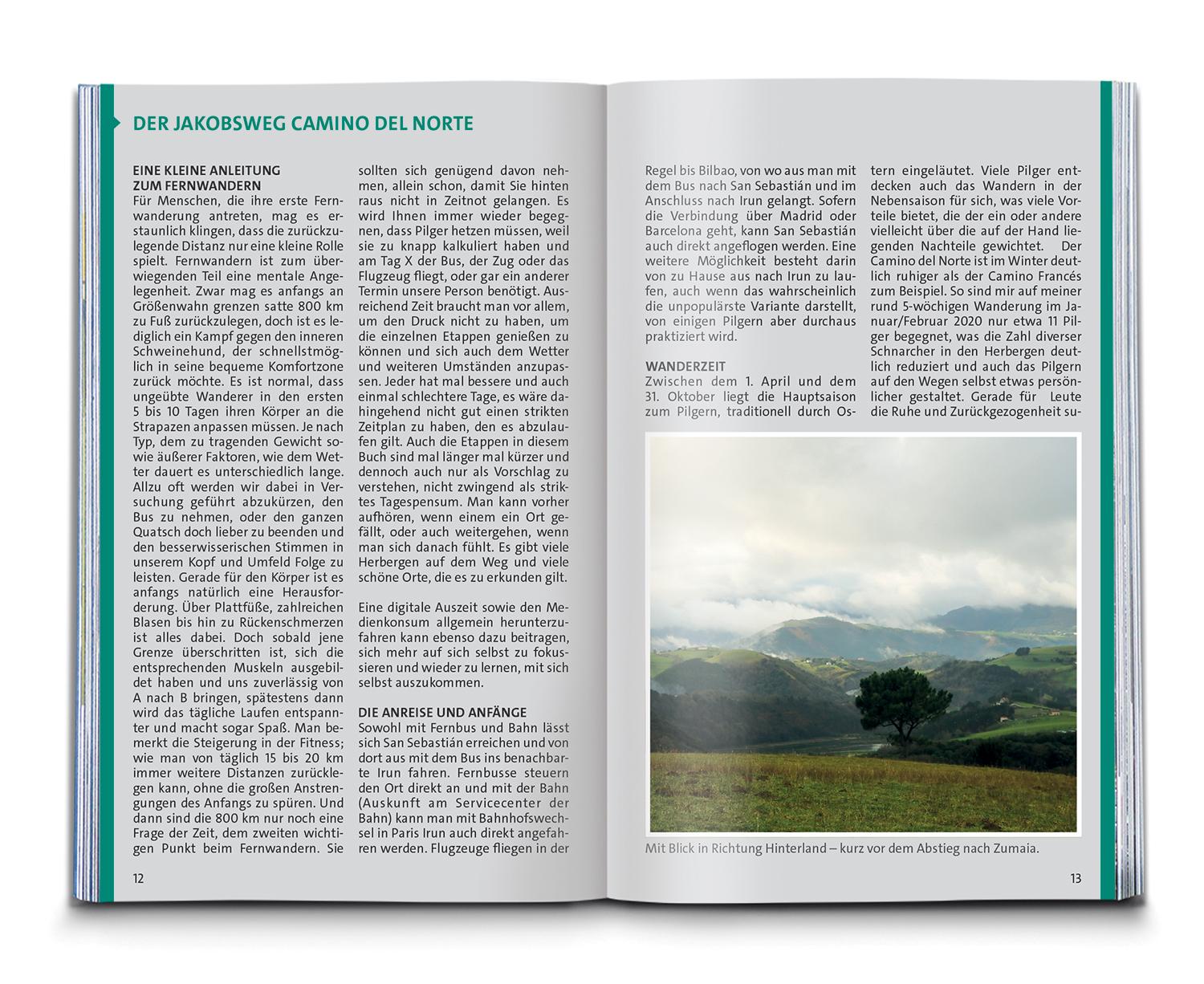 Beispielinhalt (Bild) KOMPASS Wanderführer Jakobsweg Camino del Norte, 36 Etappen mit Extra-Tourenkarte