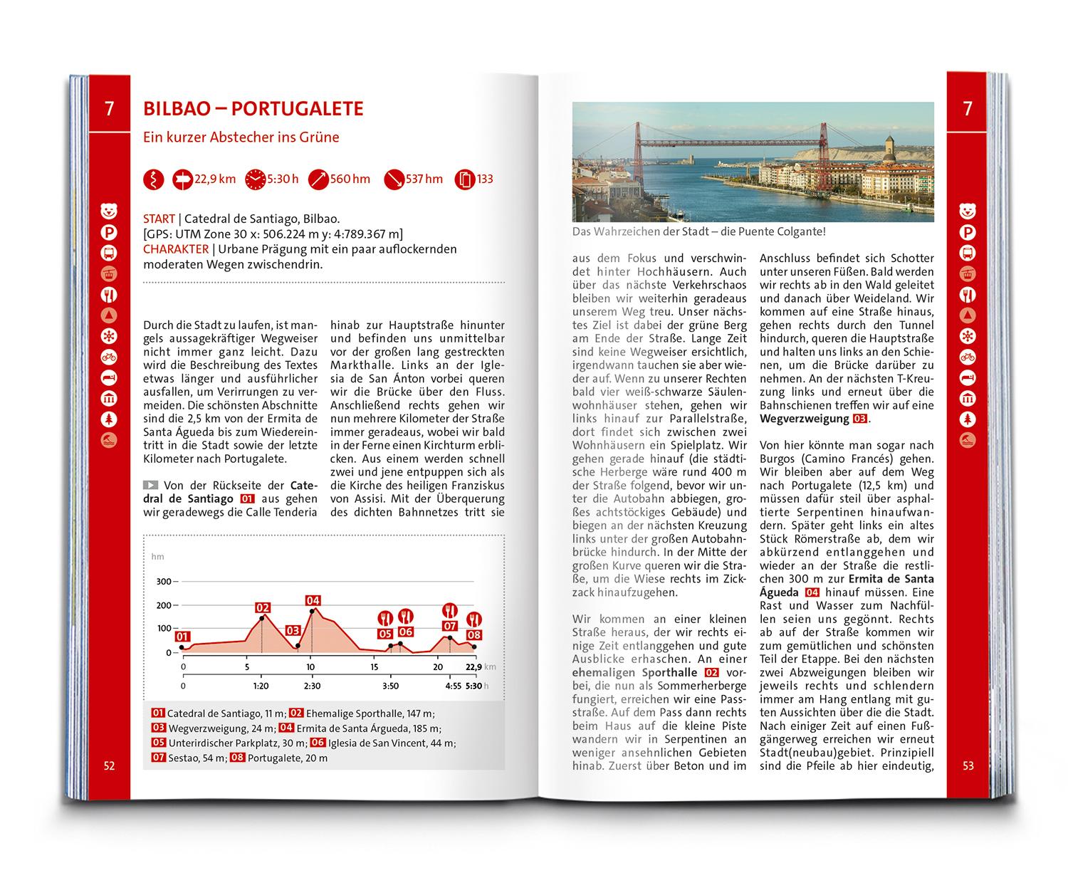 Beispielinhalt (Bild) KOMPASS Wanderführer Jakobsweg Camino del Norte, 36 Etappen mit Extra-Tourenkarte