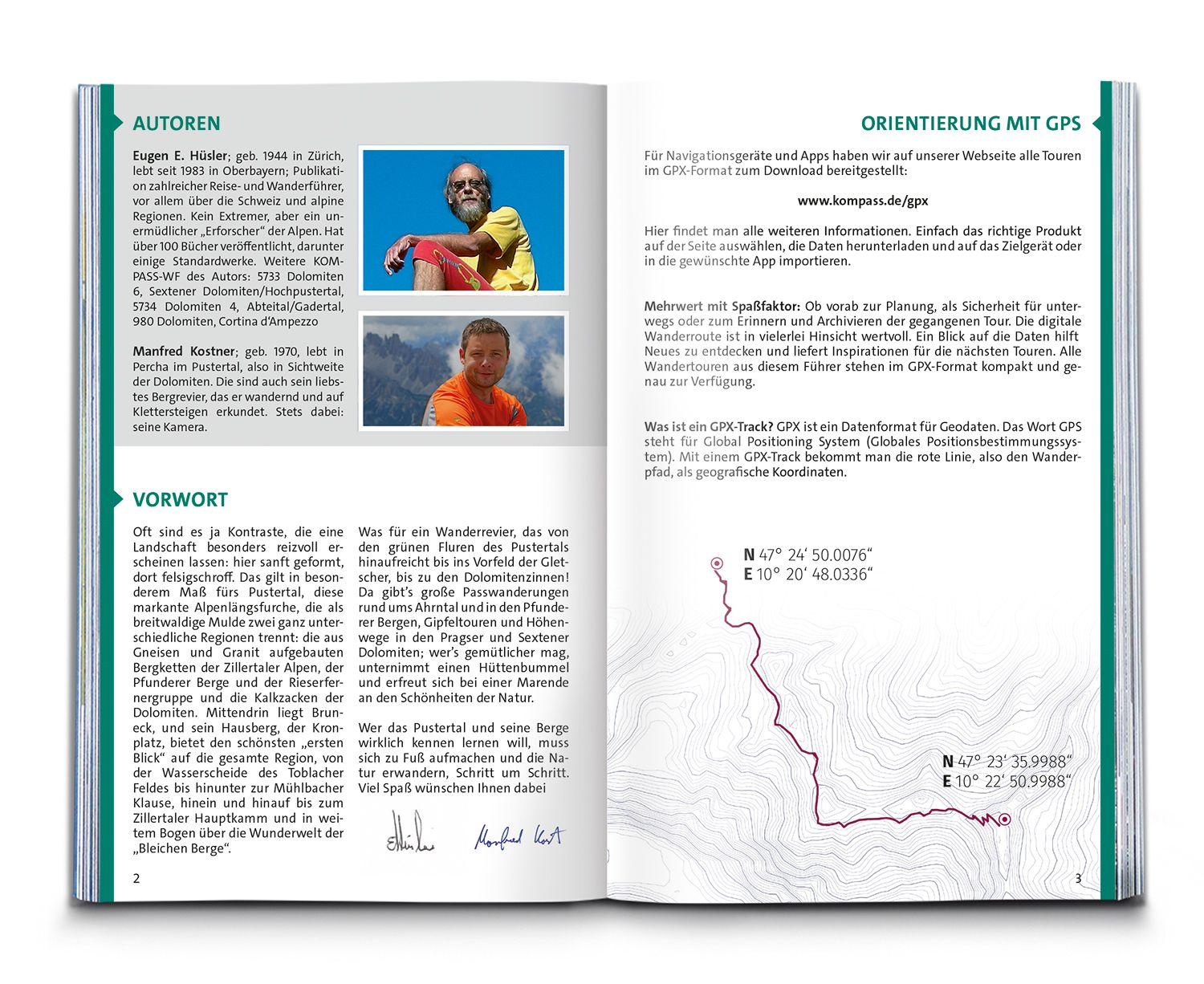 Beispielinhalt (Bild) KOMPASS Wanderführer Pustertal und seine Seitentäler, Herausragende Dolomiten, 60 Touren mit Extra-Tourenkarte