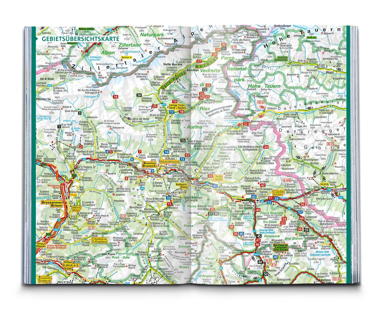 Beispielinhalt (Bild) KOMPASS Wanderführer Pustertal und seine Seitentäler, Herausragende Dolomiten, 60 Touren mit Extra-Tourenkarte