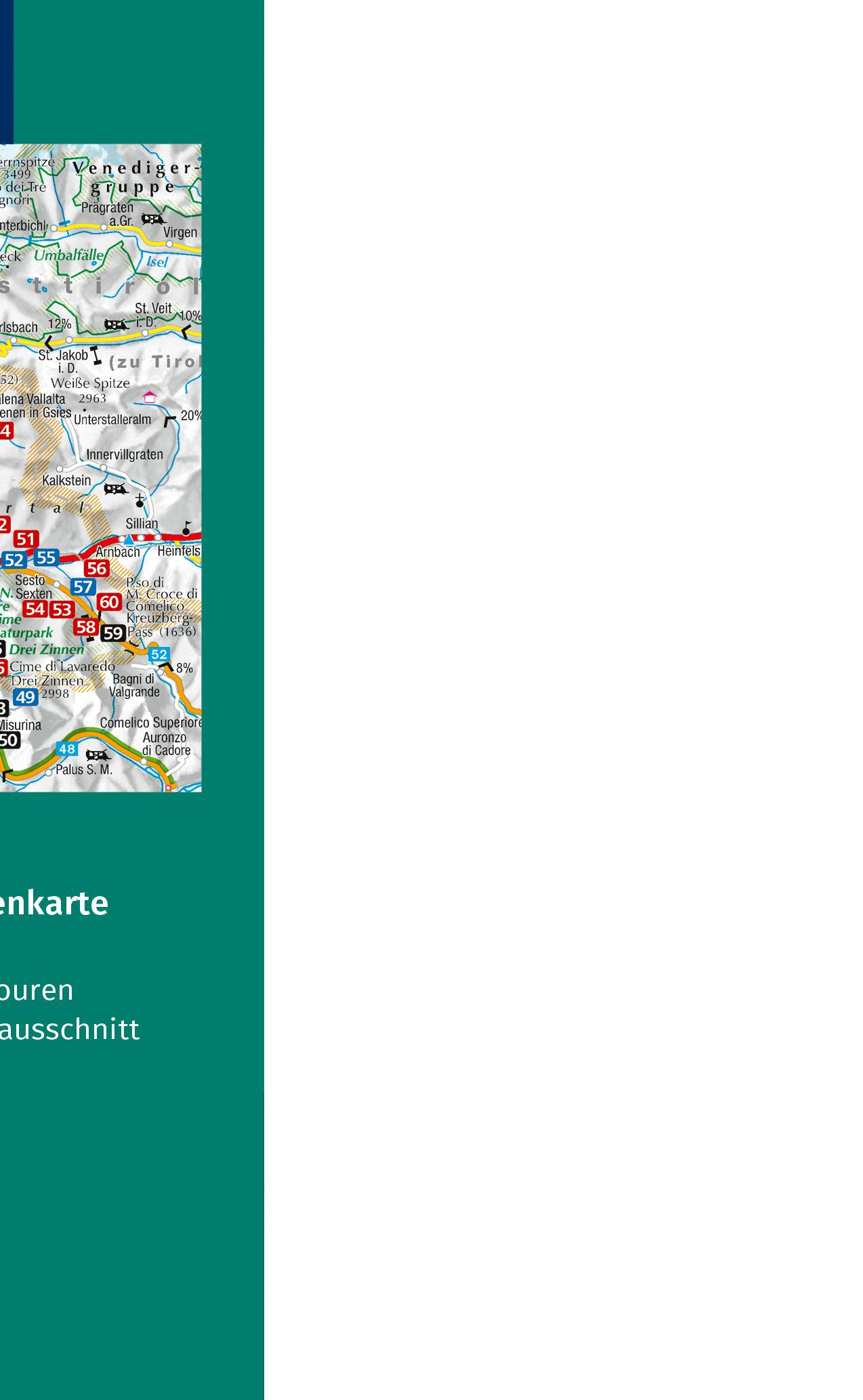 Rückseitencover KOMPASS Wanderführer Pustertal und seine Seitentäler, Herausragende Dolomiten, 60 Touren mit Extra-Tourenkarte