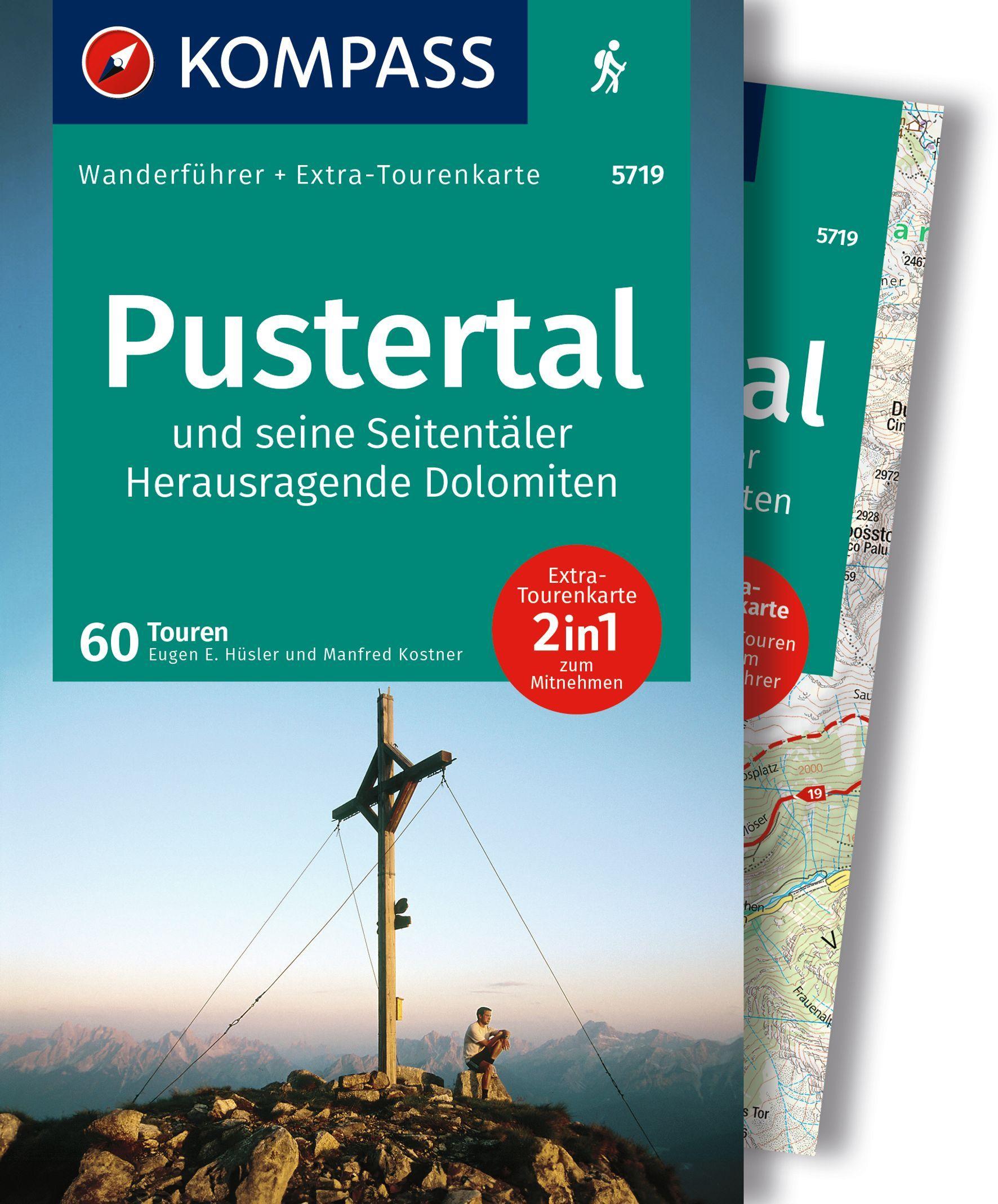 Vorderes Coverbild KOMPASS Wanderführer Pustertal und seine Seitentäler, Herausragende Dolomiten, 60 Touren mit Extra-Tourenkarte