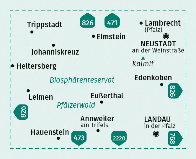 Beispielinhalt (Bild) KOMPASS Wanderkarte 472 Pfälzerwald Mitte 1:25.000