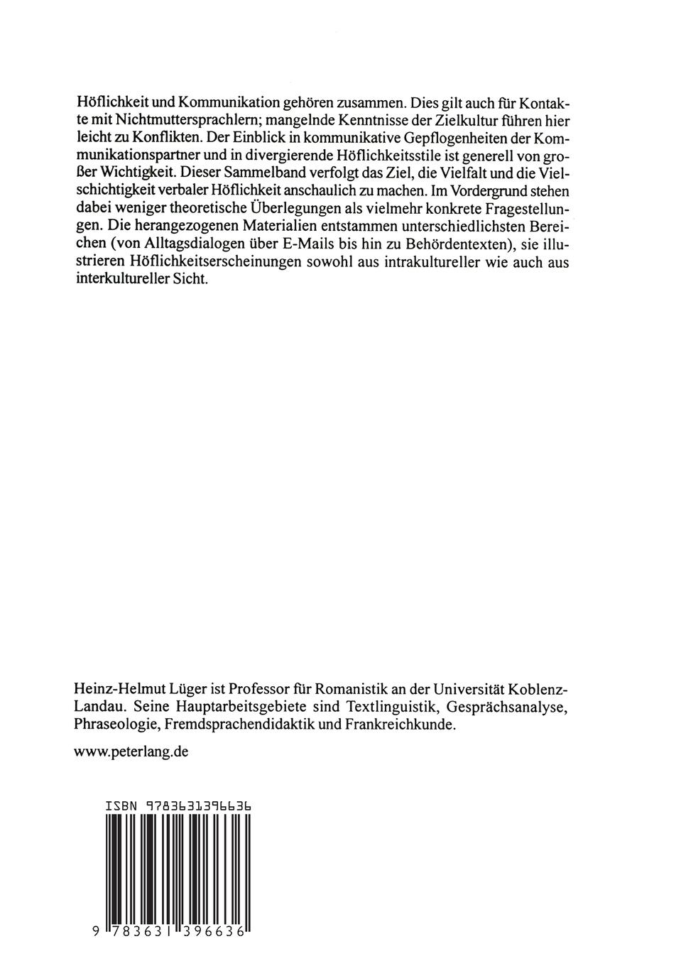 Rückseitencover Höflichkeitsstile